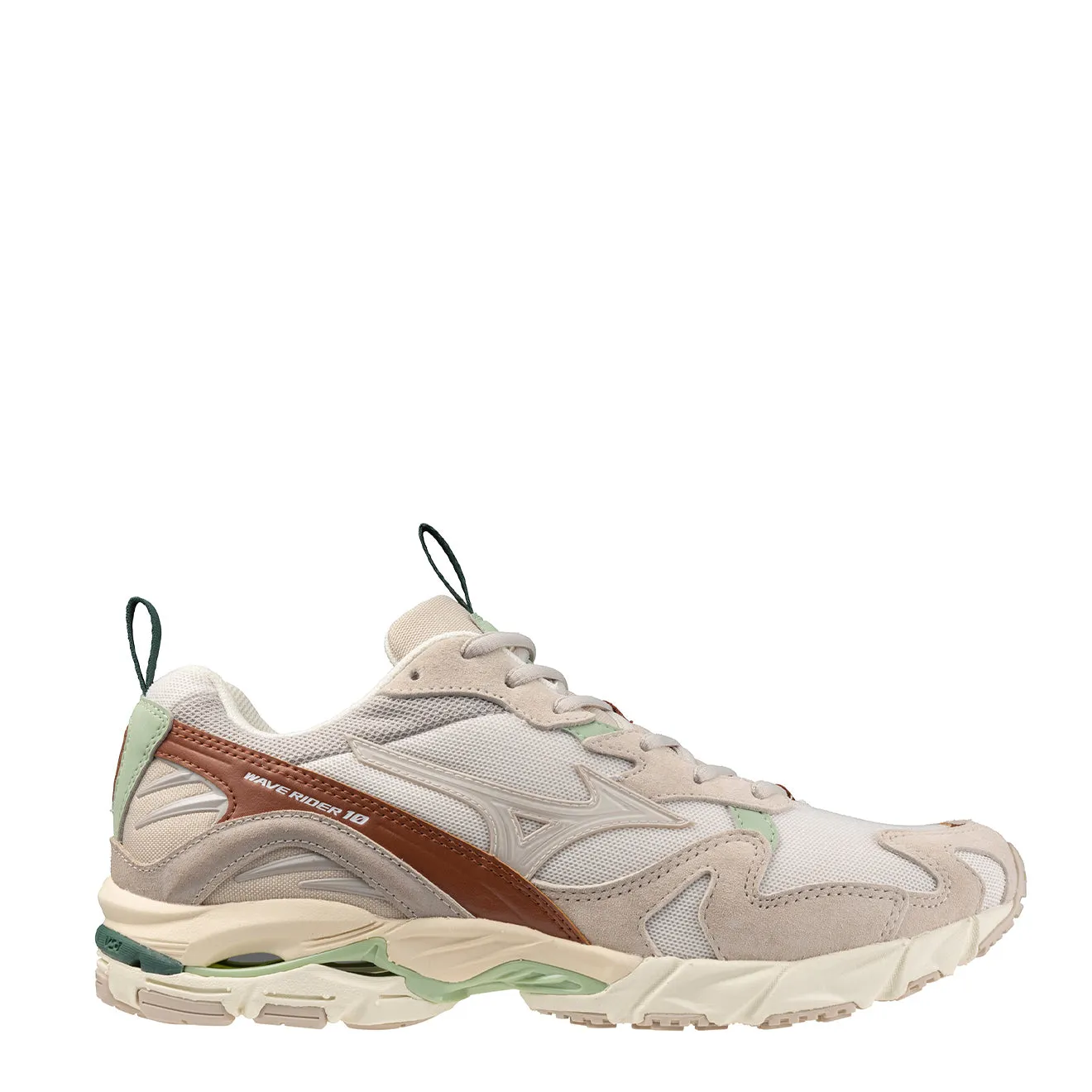 Comfort Heel Grip Strong Mizuno Wave Rider 10 Premium Trainers Silver Cloud / White Sand / White Sand