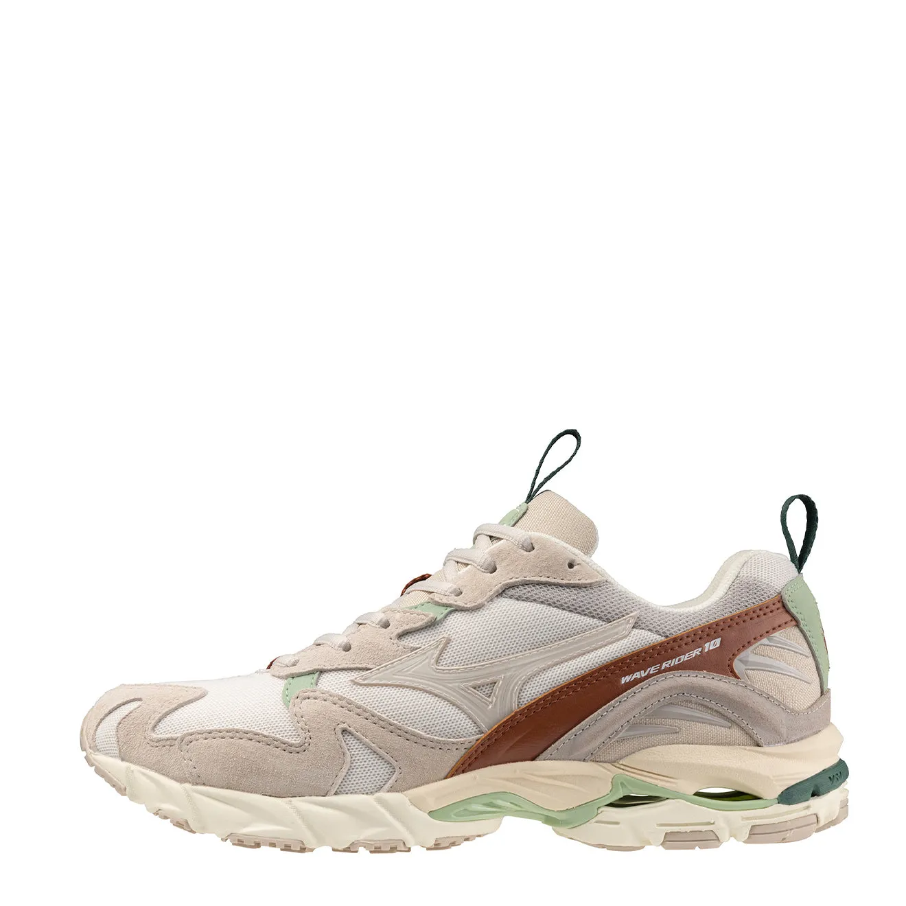 Smooth zipper closure Mizuno Wave Rider 10 Premium Trainers Silver Cloud / White Sand / White Sand