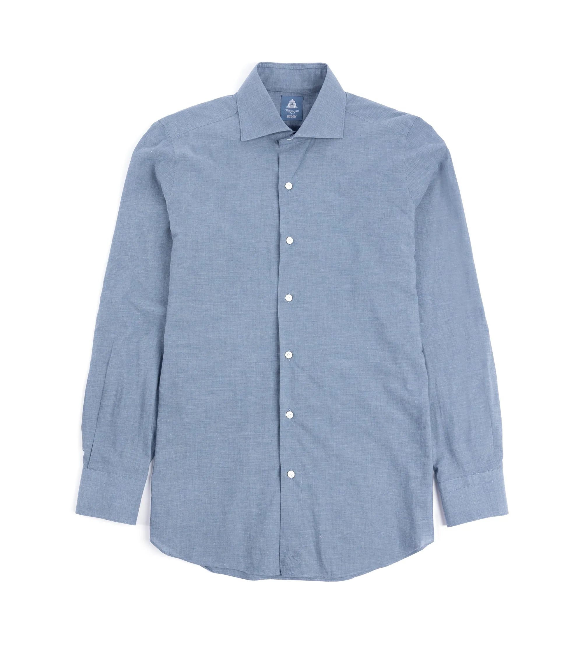 Finamore for Trunk Milano Eduardo Cotton Chambray Formal Shirt: Blue Premium Fabric