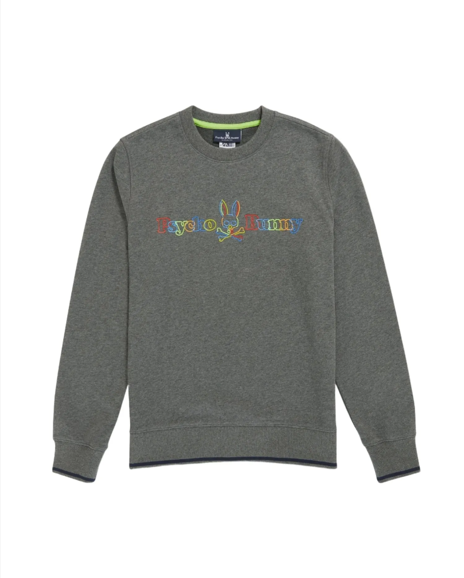 ID40337-Psycho Bunny Grey Neon Glow Sweatshirt ethnic print appropriate for work