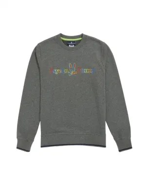 ID40337-Psycho Bunny Grey Neon Glow Sweatshirt ethnic print appropriate for work