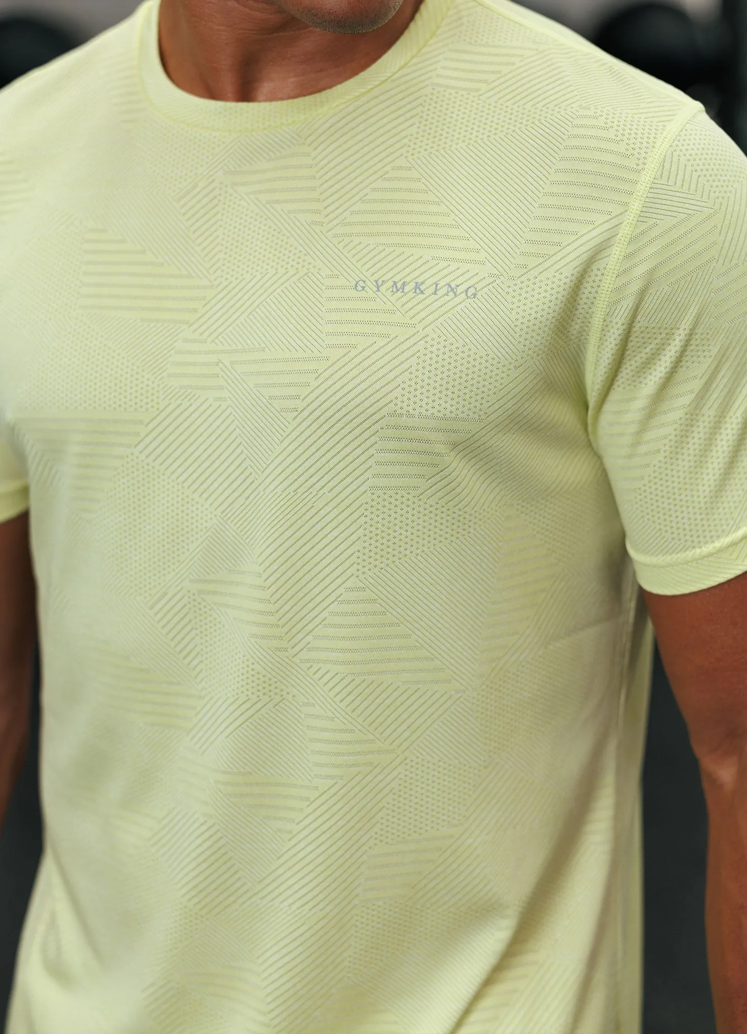 Gym King Geometric Knit Tee - Limelight Micro Perforation