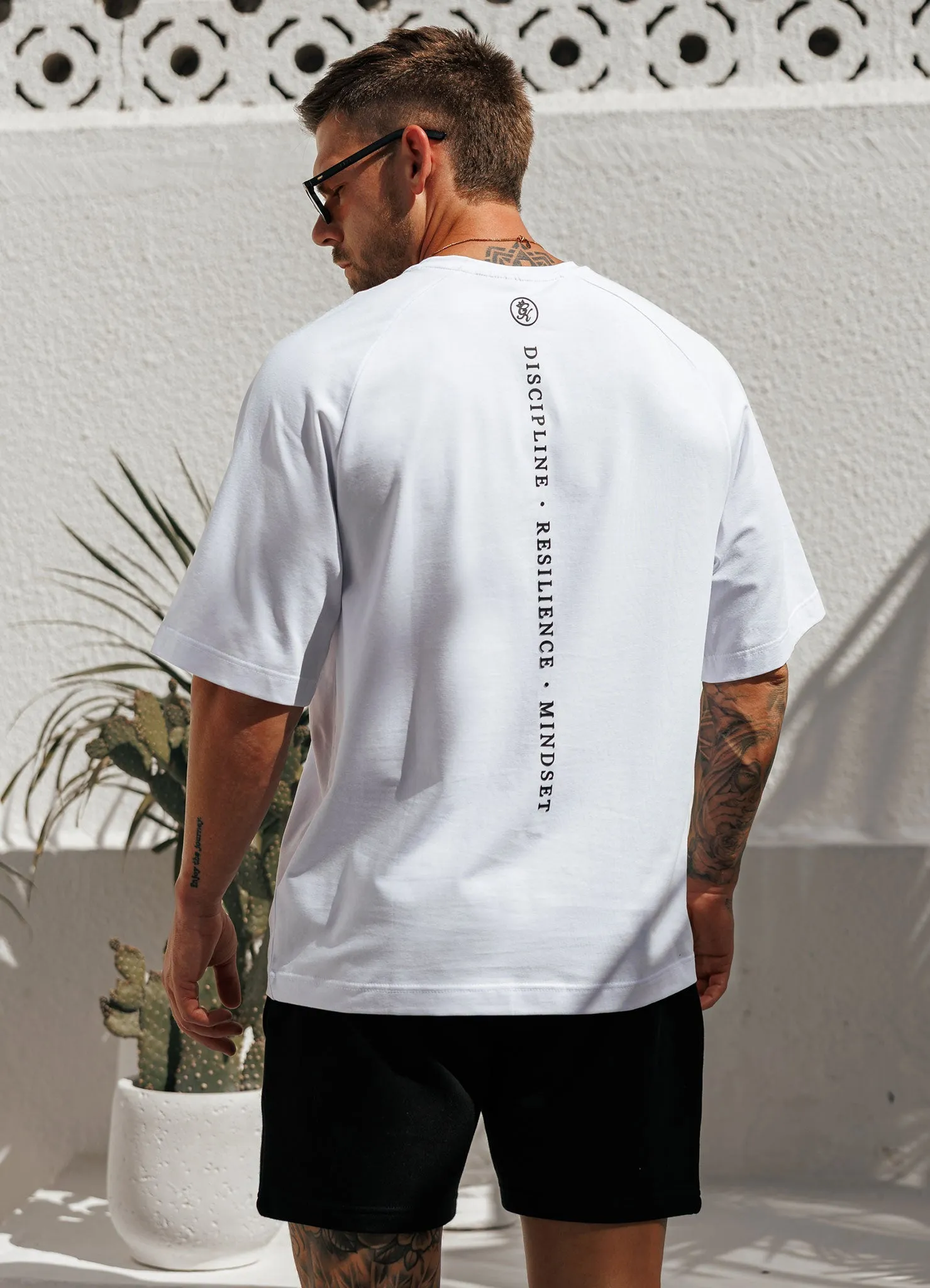 Travel Friendly Gym King Focus Relaxed Fit Tee - White