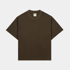 Cropped Tee Mens Short Sleeve Shirt (Olive) Ruffled edges Sporty Flex