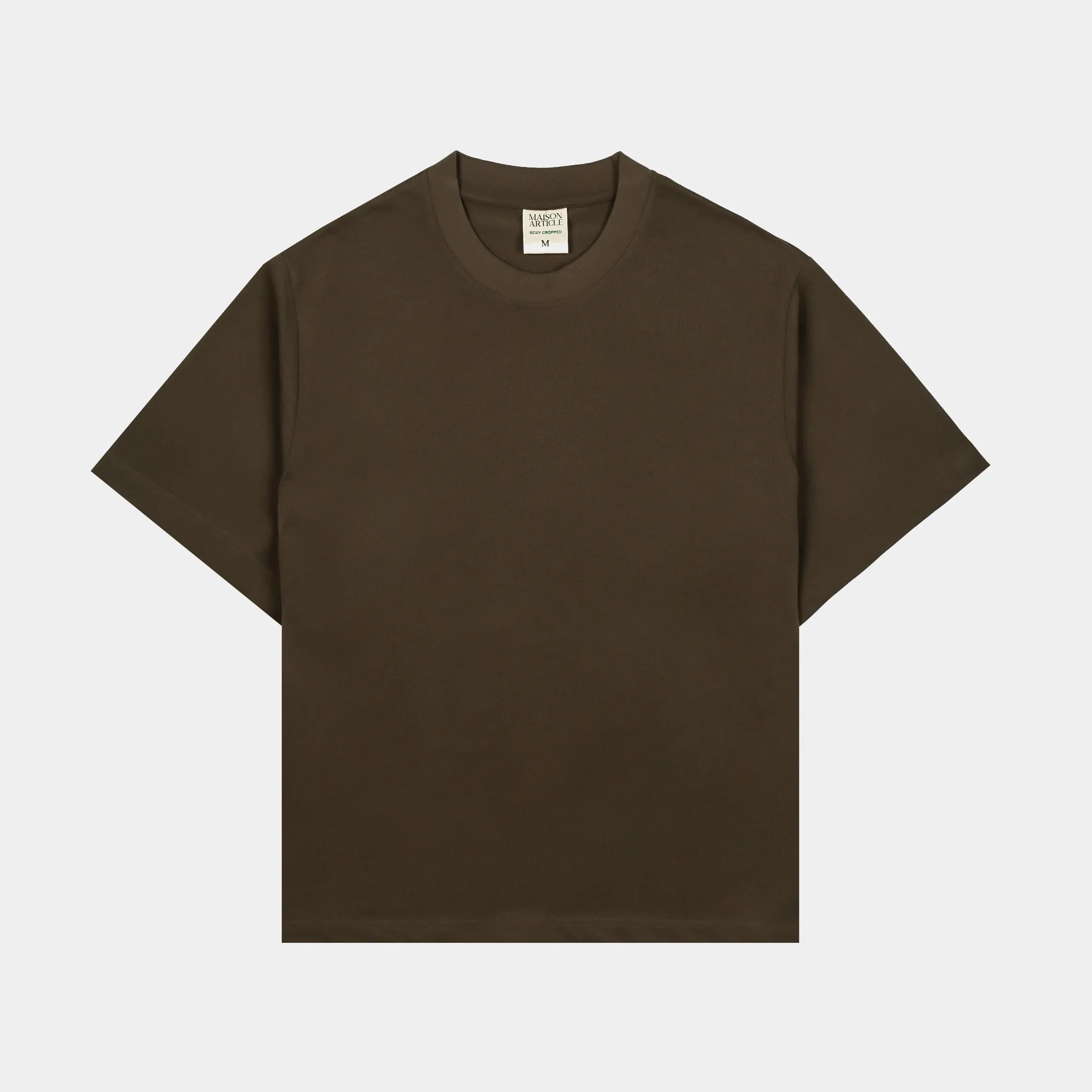 Cropped Tee Mens Short Sleeve Shirt (Olive) Ruffled edges Sporty Flex