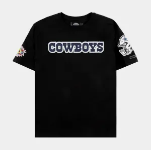 DAllas Cowboys Tackle Twill Mens Short Sleeve Shirt (Black) Comfort Waist