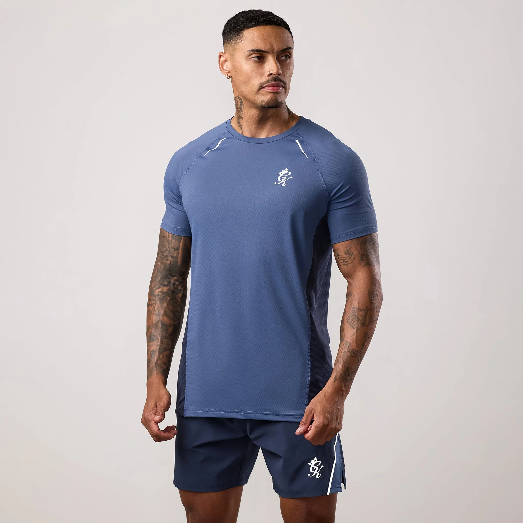 Soft Layers Slim Fit Wear Gym King Flex 2.0 Tee - Dark Denim/Faded Indigo