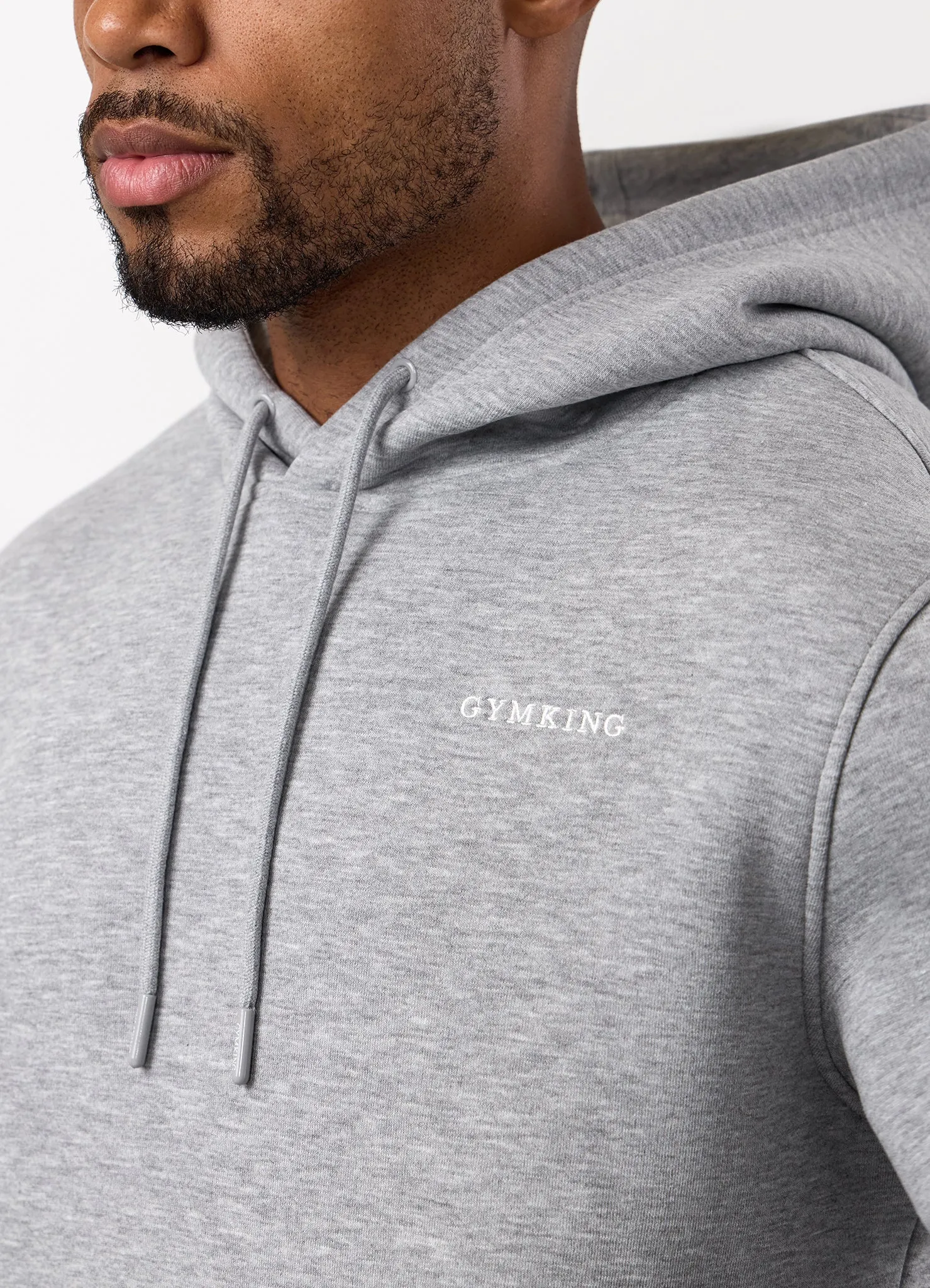 Semi Formal Casual Elegance Gym King Fundamental Linear Hood - Grey Marl
