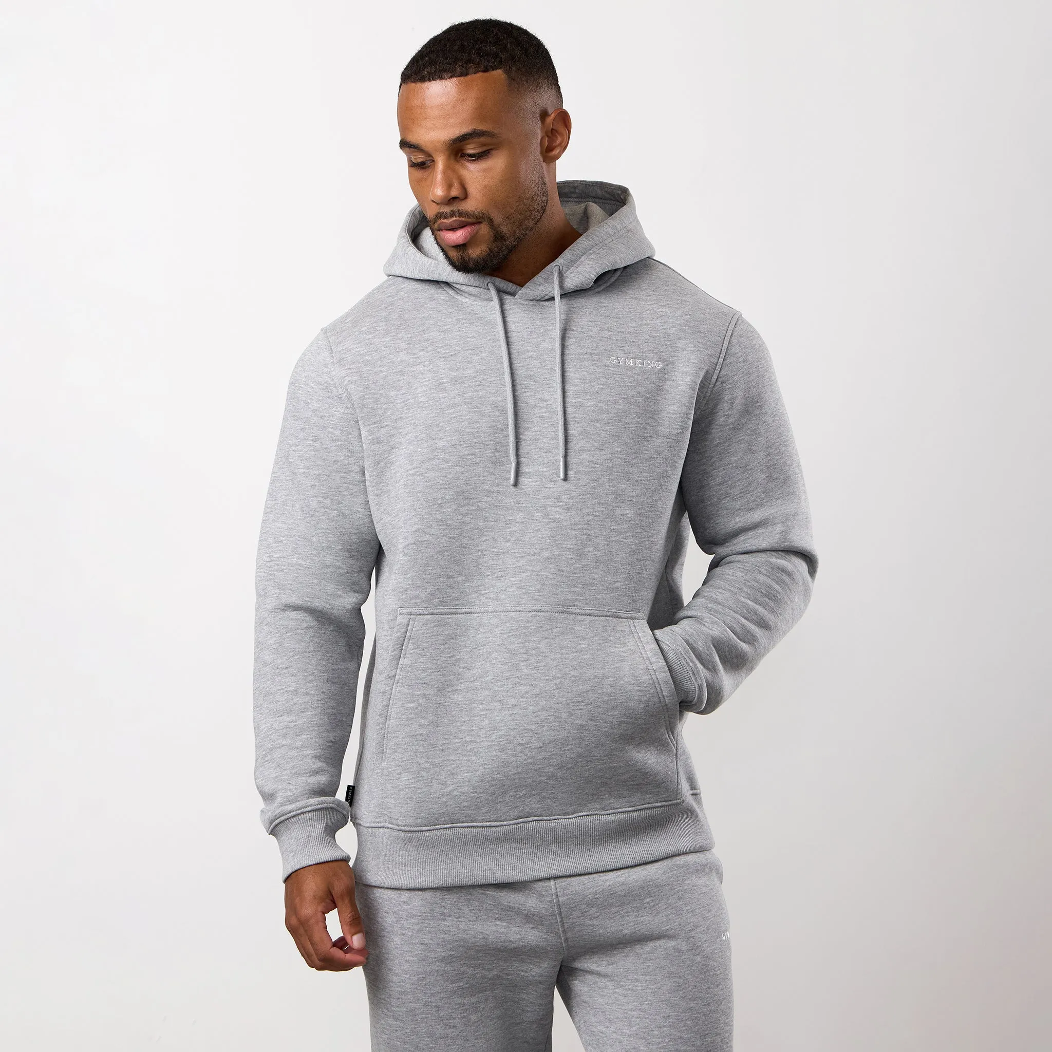 Gym King Fundamental Linear Hood - Grey Marl Timeless Relaxed