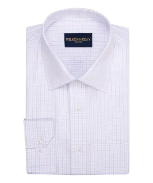 Lavender / Grey Check Spread Collar Non-Iron Dress Shirt Unisex wear Anti Pill Treatment