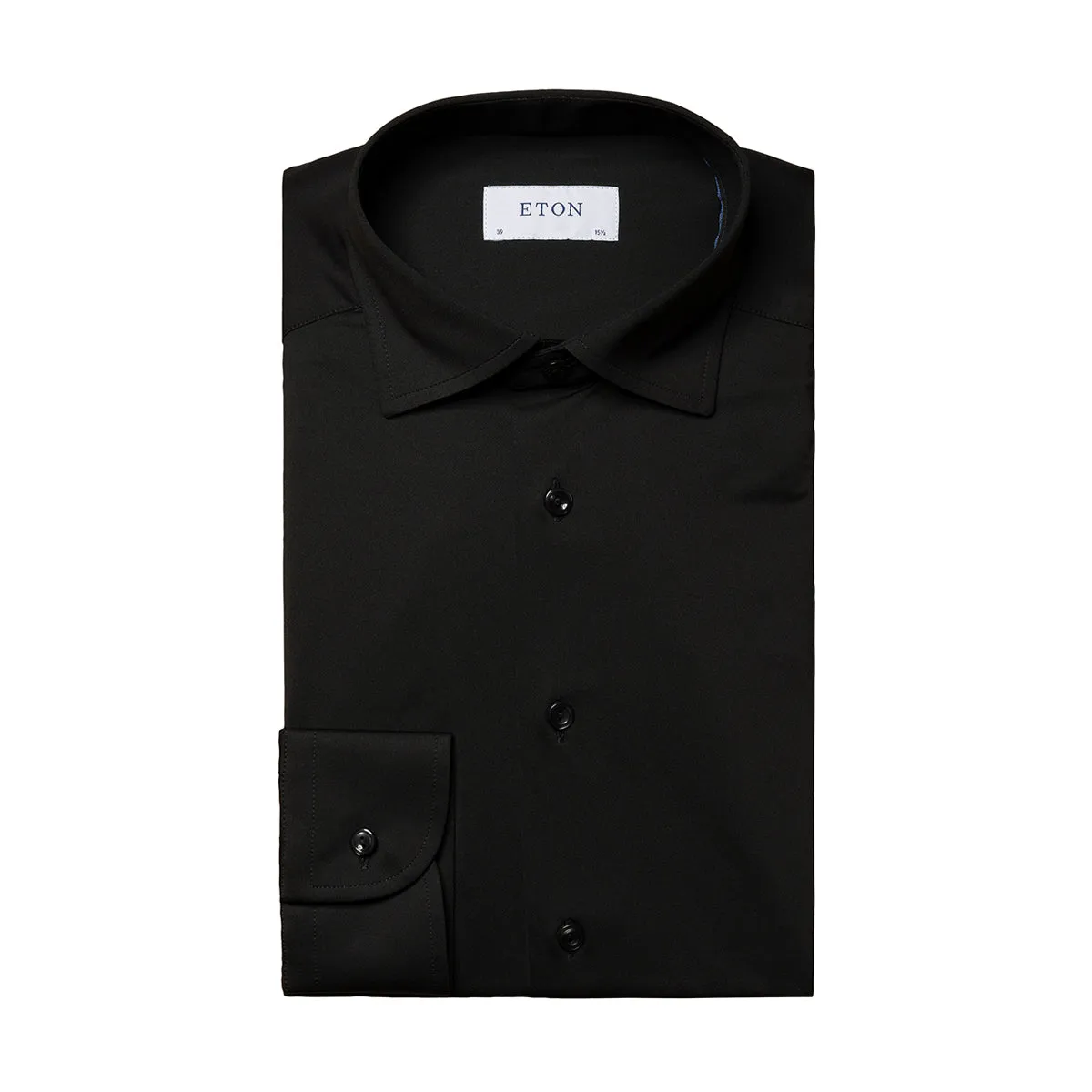 Eton - Slim Fit Stretch Shirt in Black Camping Essential