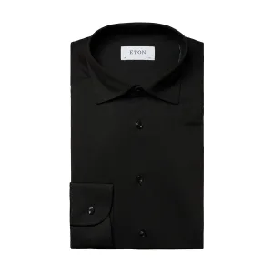 Eton - Slim Fit Stretch Shirt in Black Camping Essential
