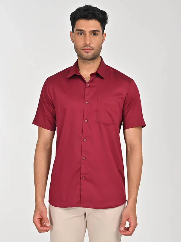 Everyday Wear Men Solid Half Sleeve Cotton Stretch Shirt