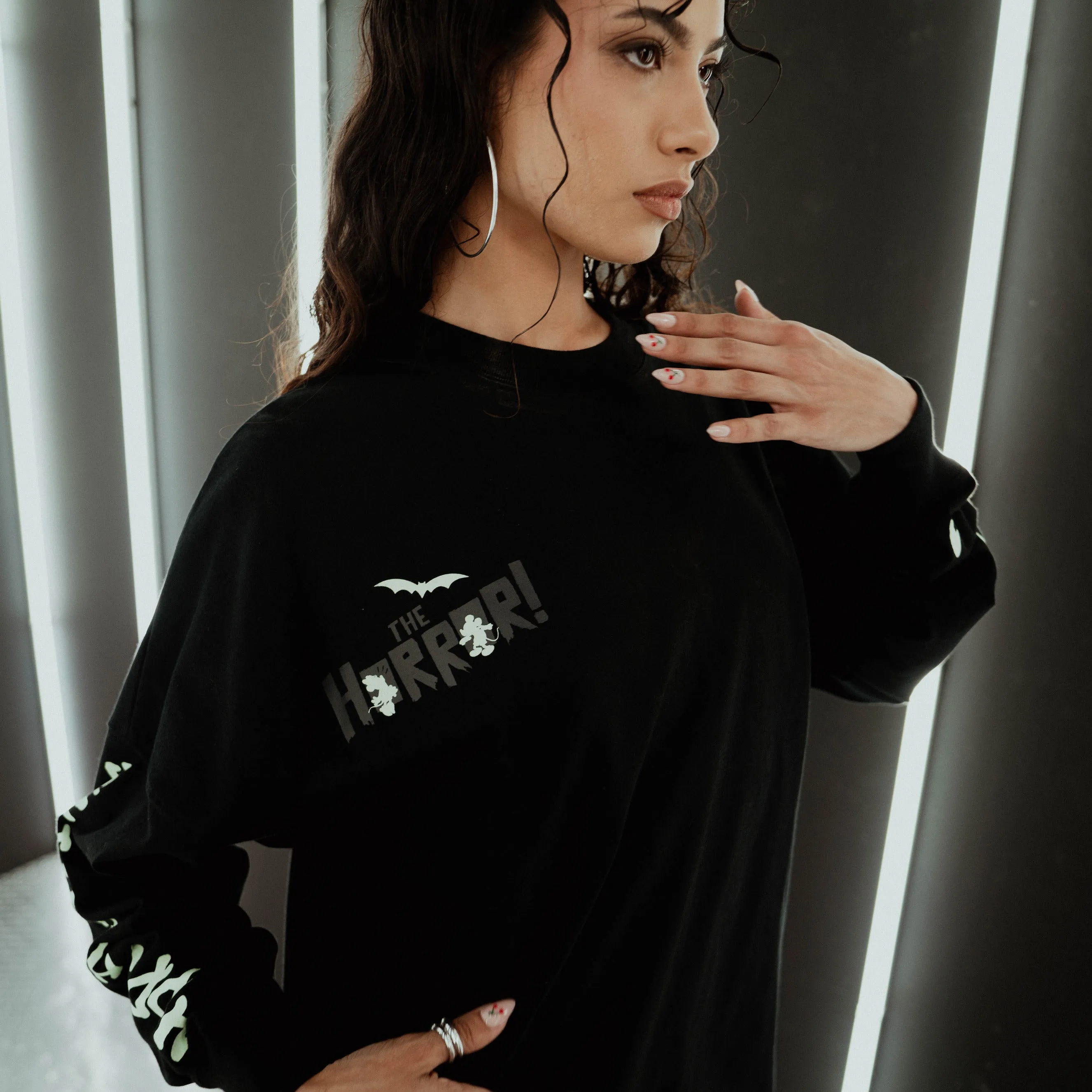 Disney Mickey and Friends By Shoe Palace The Halloween Mens Long Sleeve Shirt (Black/Yellow) Quick Layer Fit Lightweight Wear