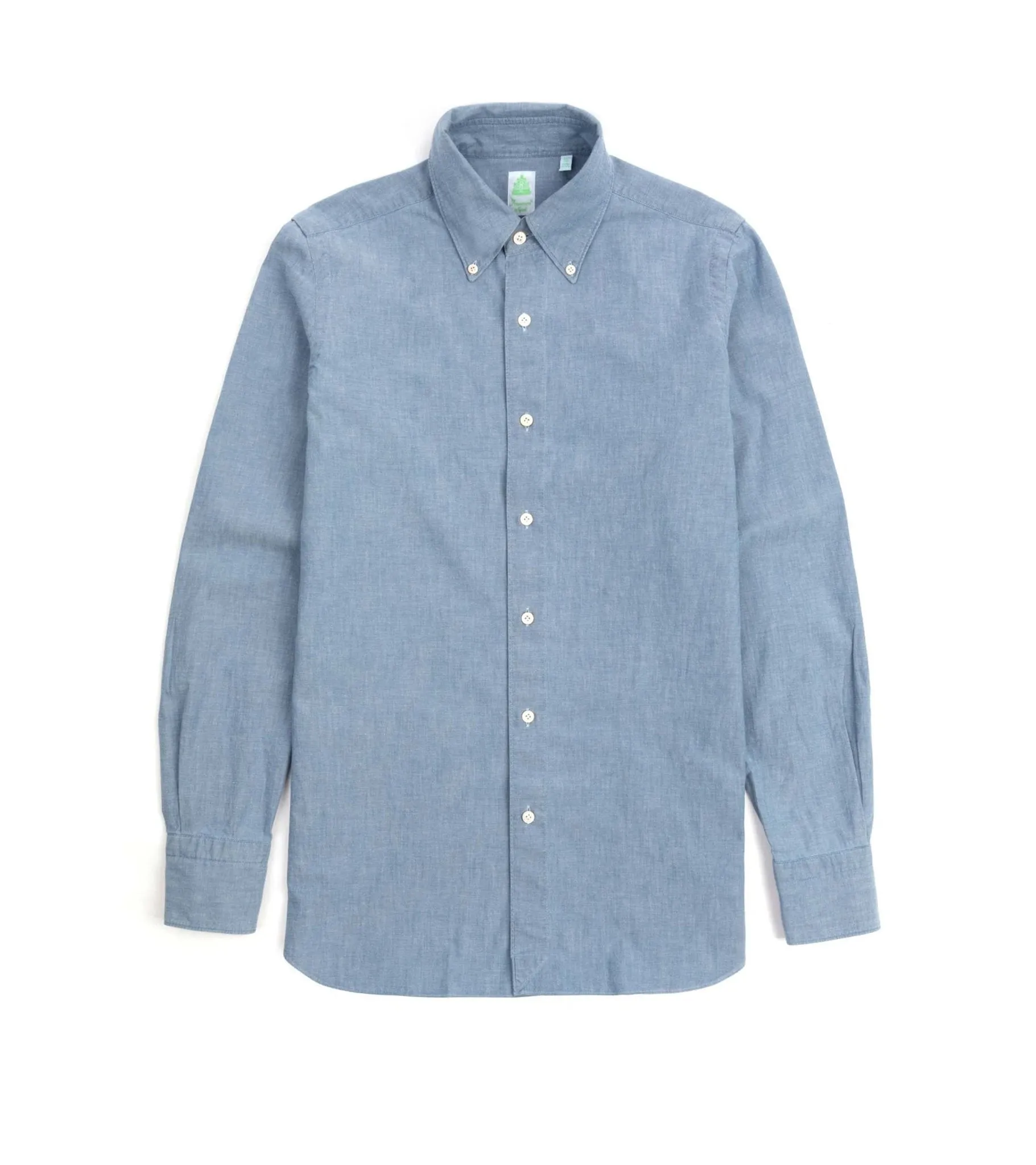 Simple Style Finamore Gaeta Classic Cotton Leonardo Button Down Sport Shirt: Chambray