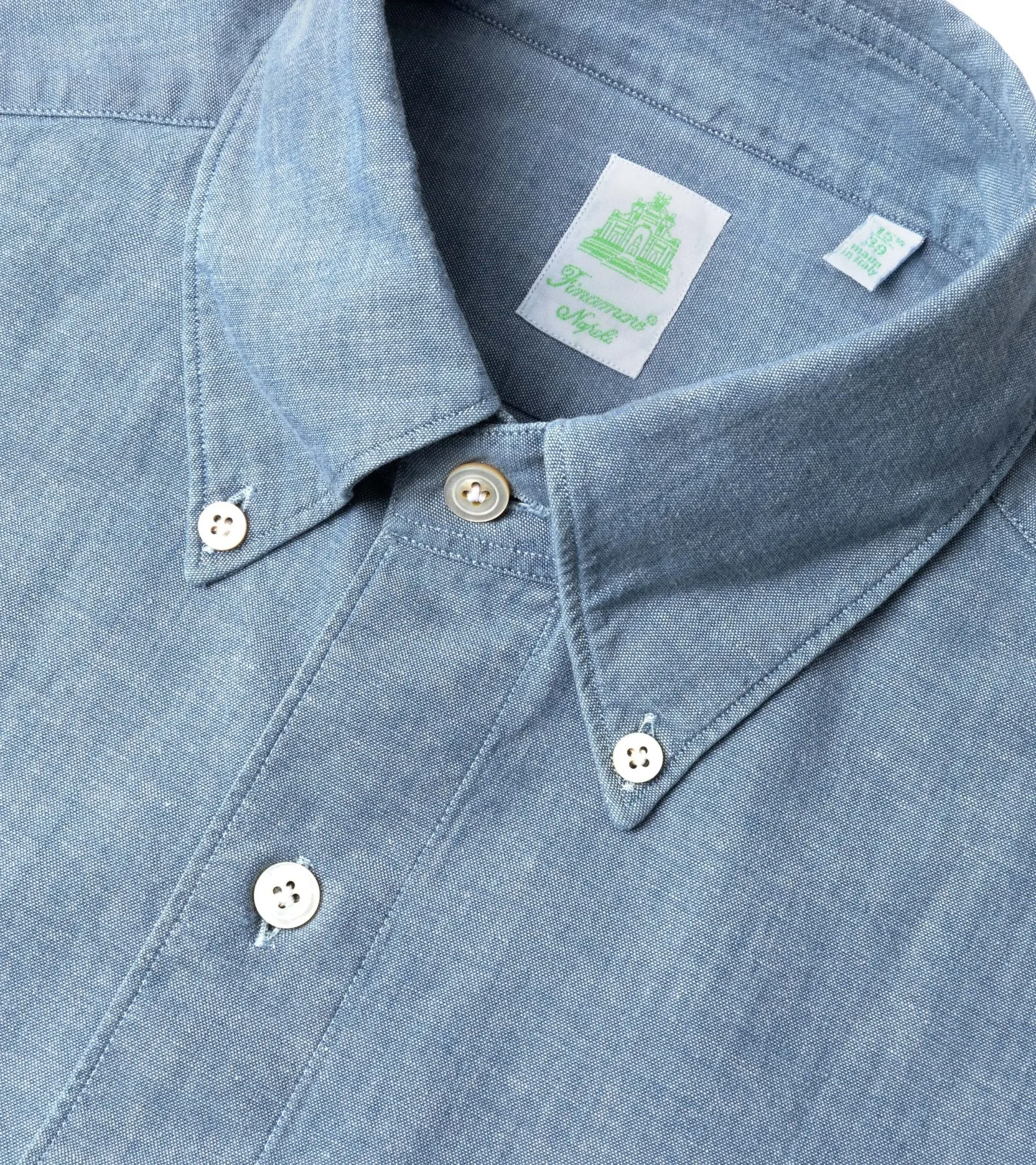 Finamore Gaeta Classic Cotton Leonardo Button Down Sport Shirt: Chambray Durable Thread Construction Premium Comfort