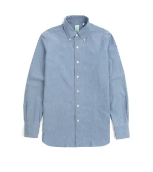 Simple Style Finamore Gaeta Classic Cotton Leonardo Button Down Sport Shirt: Chambray