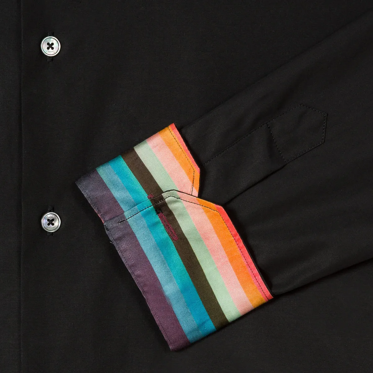 Sustainable Manufacturing Process Eco Friendly Production Paul Smith - Tailored Fit 'Artist Stripe' Cuff Shirt in Black