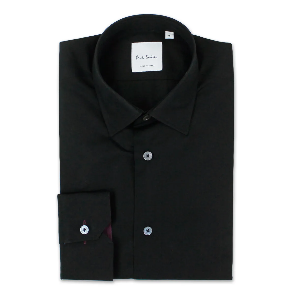 Paul Smith - Tailored Fit 'Artist Stripe' Cuff Shirt in Black Functional Pocket Abstract print