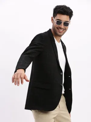 Double Breasted Men's Printed Navy Blue Single Breasted Blazer