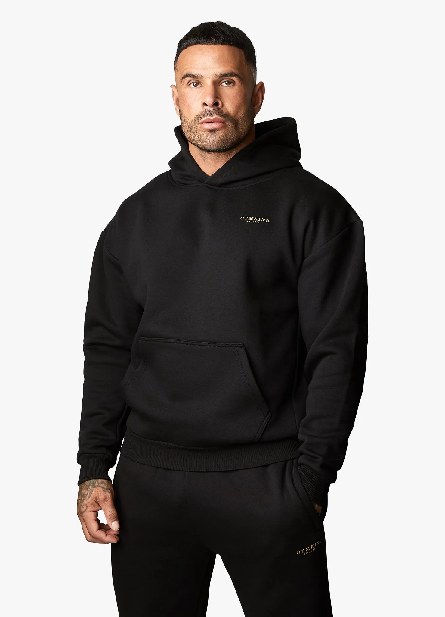 product marketing Gym King Oversized Logo Hoodie - Black/Gold