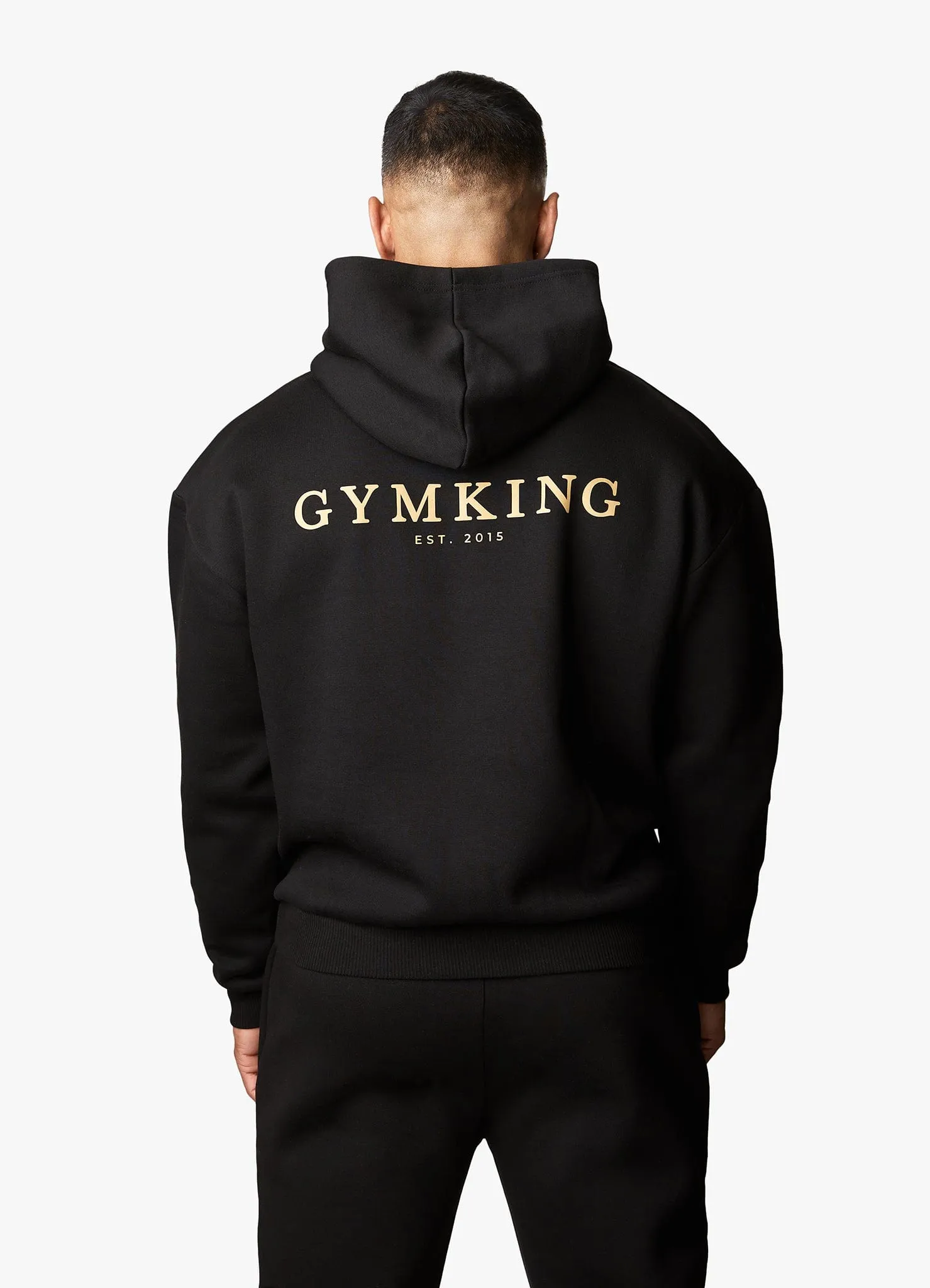 Gym King Oversized Logo Hoodie - Black/Gold Comfy Layer