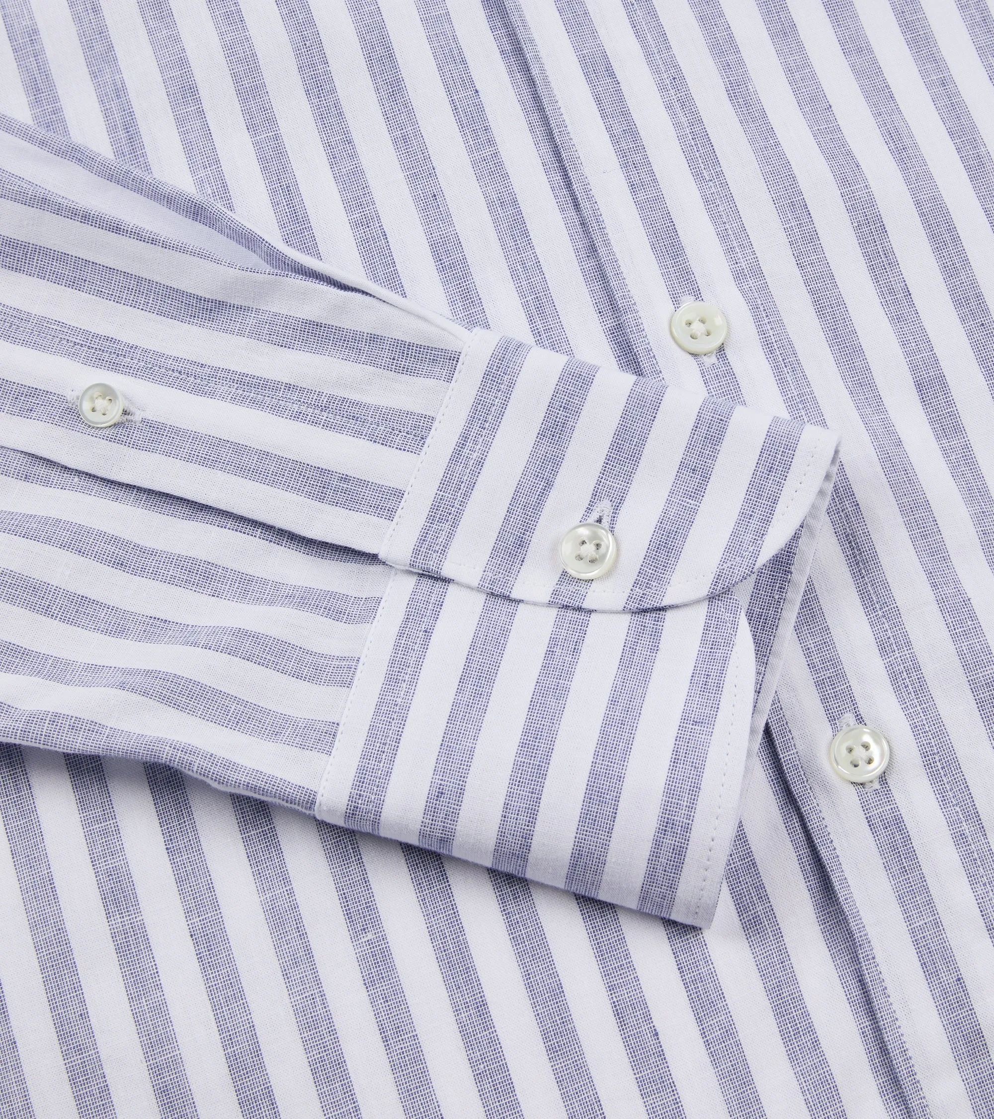 Trunk Eldon Cotton Linen Stripe Shirt: Dark Blue Anti Static Treatment