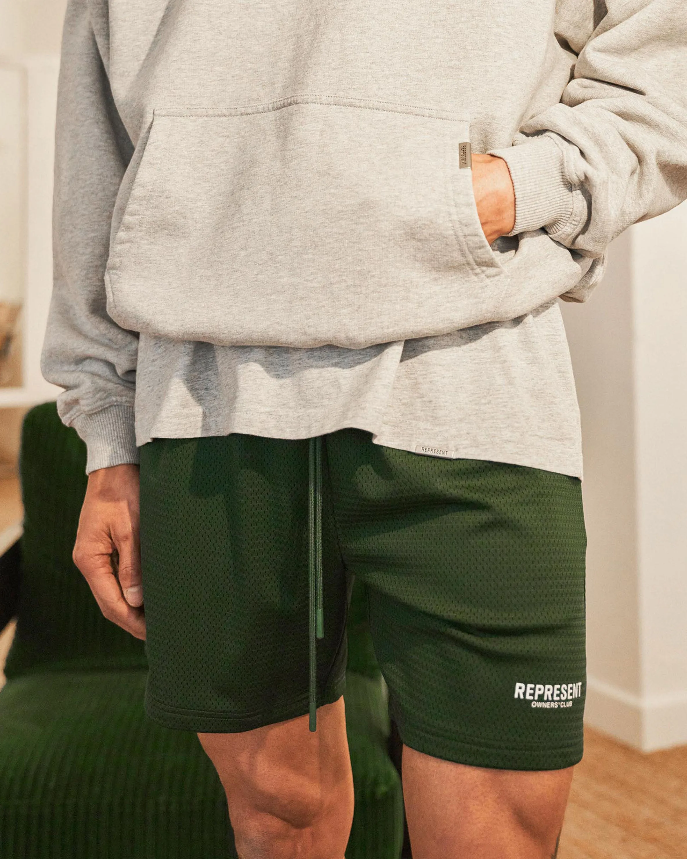 Durable Material Street Ready Represent Owners Club Mesh Shorts - Racing Green