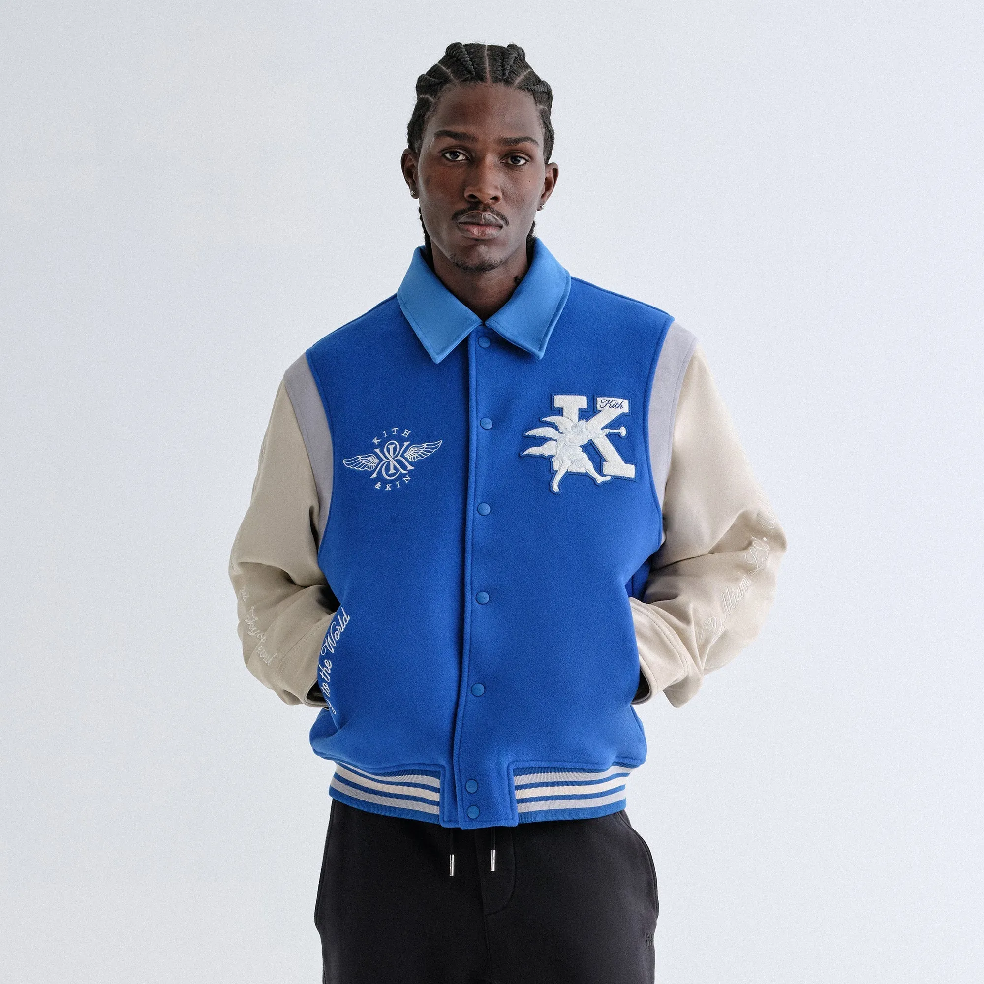 Kith Wool & Microsuede Varsity Jacket - Cyclone Insulated Design FoldableStorageCapability