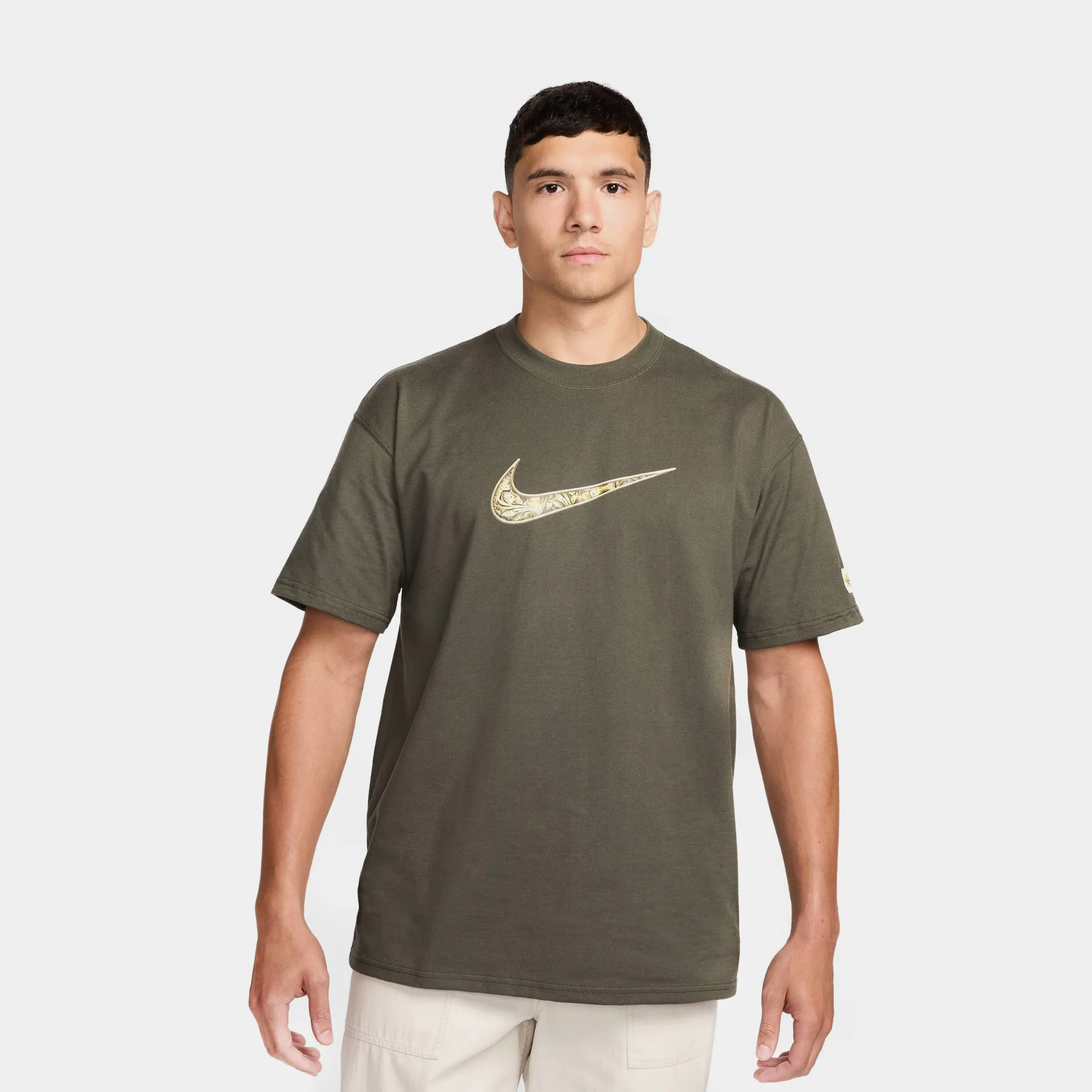 Vegan athletic style Max 90 III Mens Short Sleeve Shirt (Gold/Khaki)