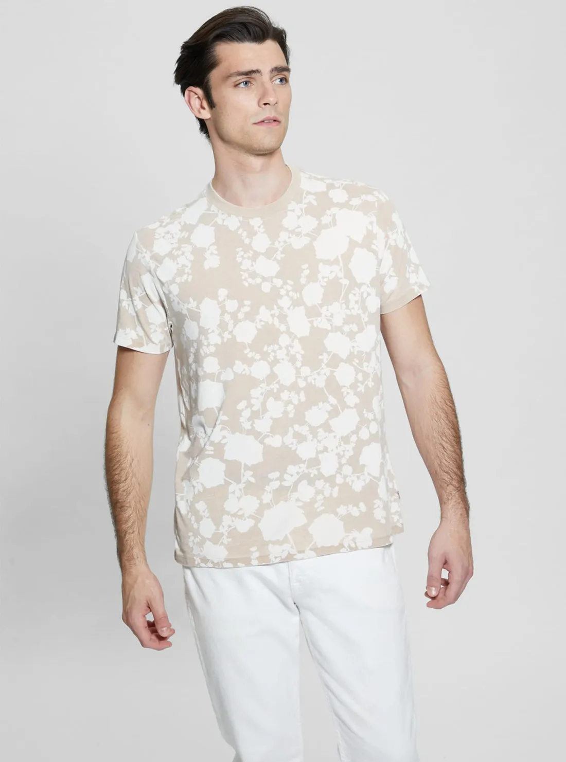 Eco Beige Floral Burnout T-Shirt Light Trend