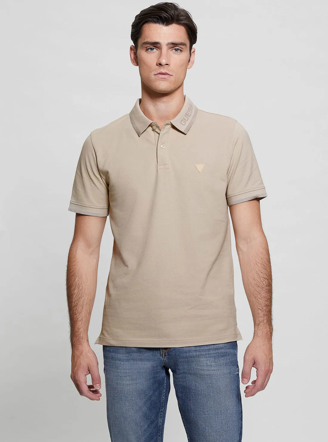Eco Beige Lyle Short Sleeve Polo T-Shirt Soft Touch Fabric Abrasion Resistant Fabric