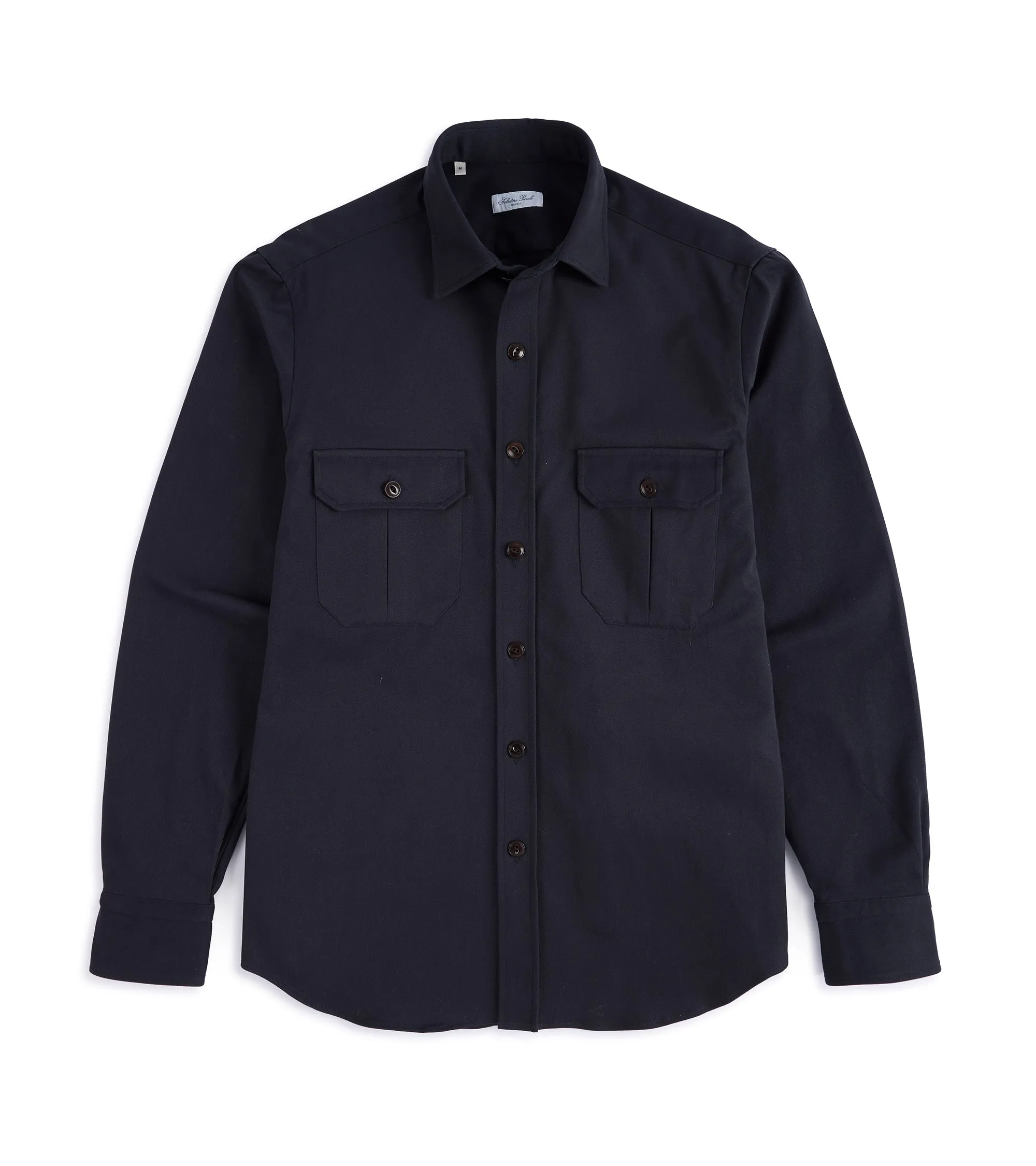 Multipurpose Utility Salvatore Piccolo Heavy Brushed Cotton Military Shirt: Navy