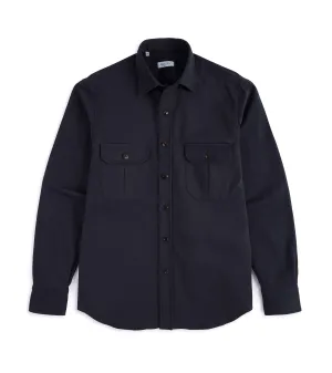 Multipurpose Utility Salvatore Piccolo Heavy Brushed Cotton Military Shirt: Navy