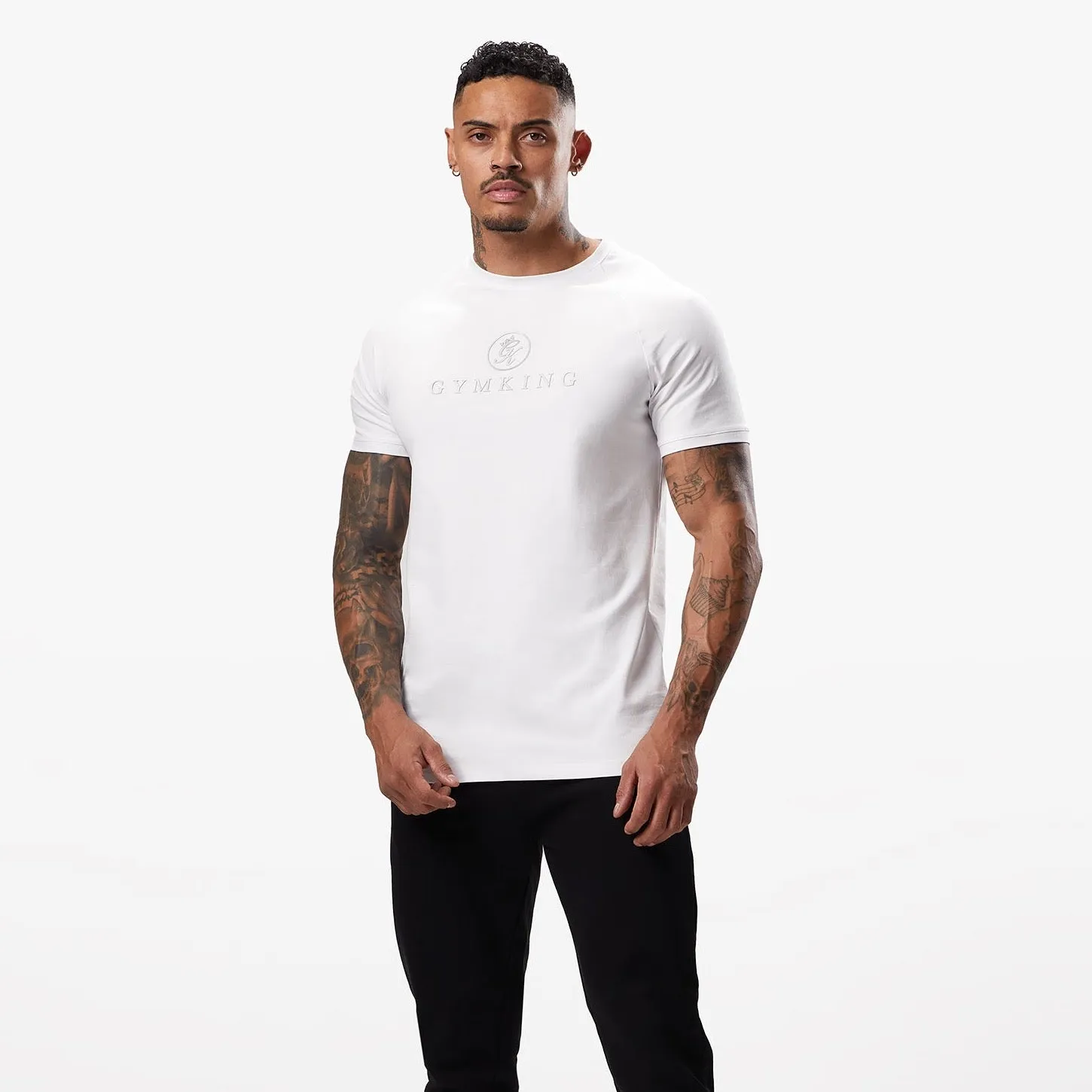 Tagless Neckline Holiday Comfort Style Gym King Pro Logo Jersey Tee - White