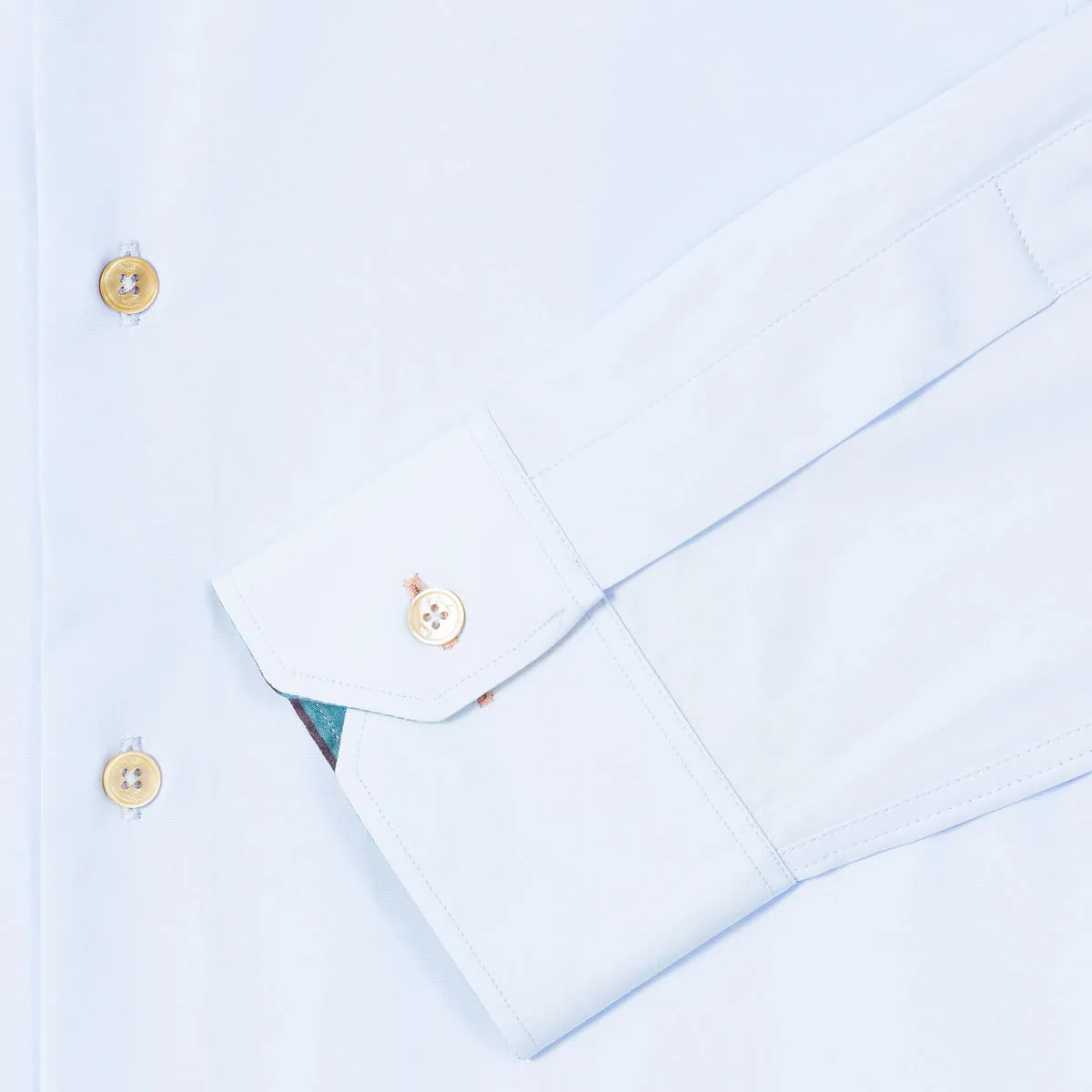 Paul Smith - Tailored Fit 'Artist Stripe' Cuff Shirt in Lt Blue Tuckable Hem Metallic Finish