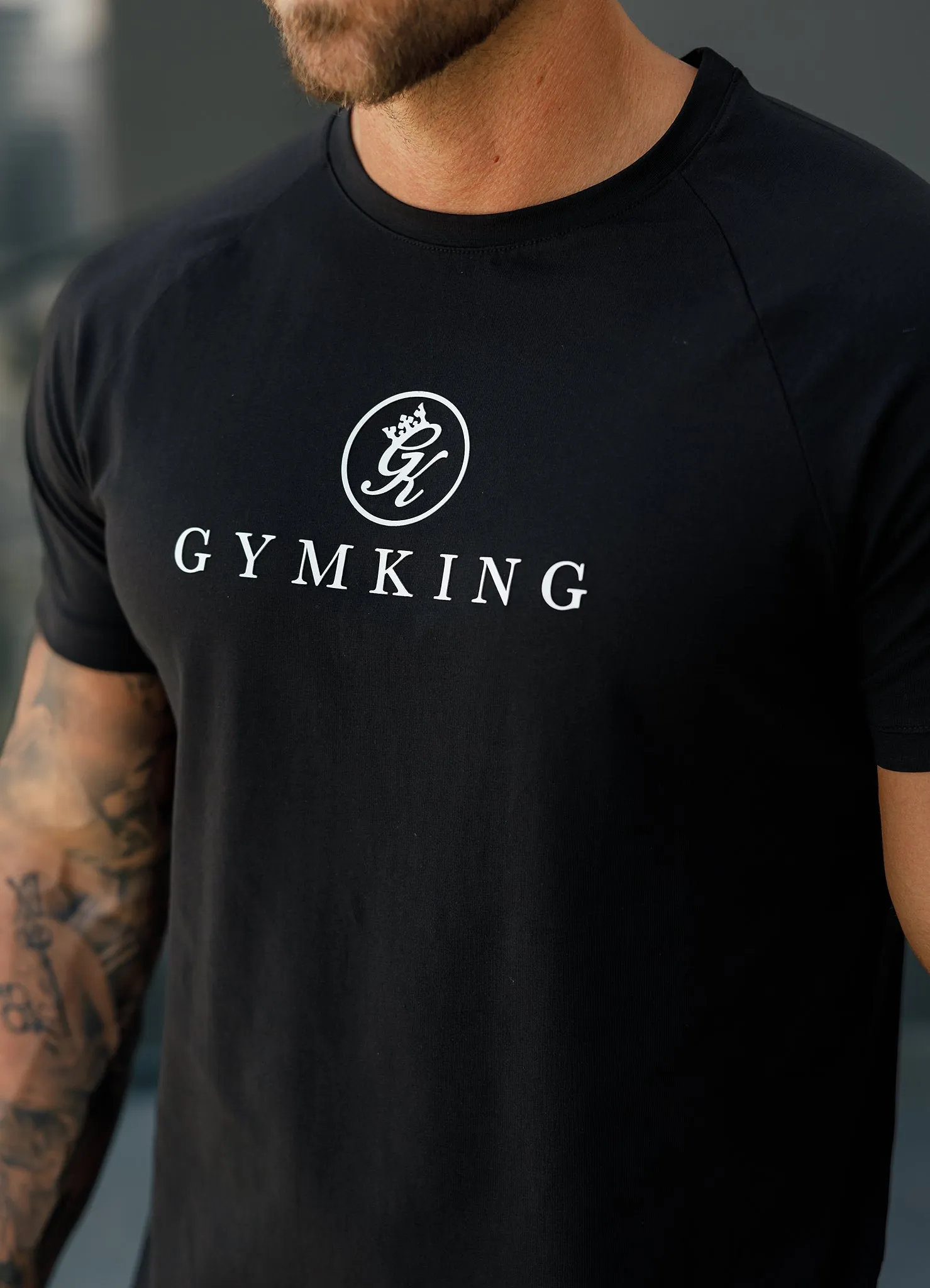 Gym King Pro Logo Jersey Tee - Black Breathable Performance Wear