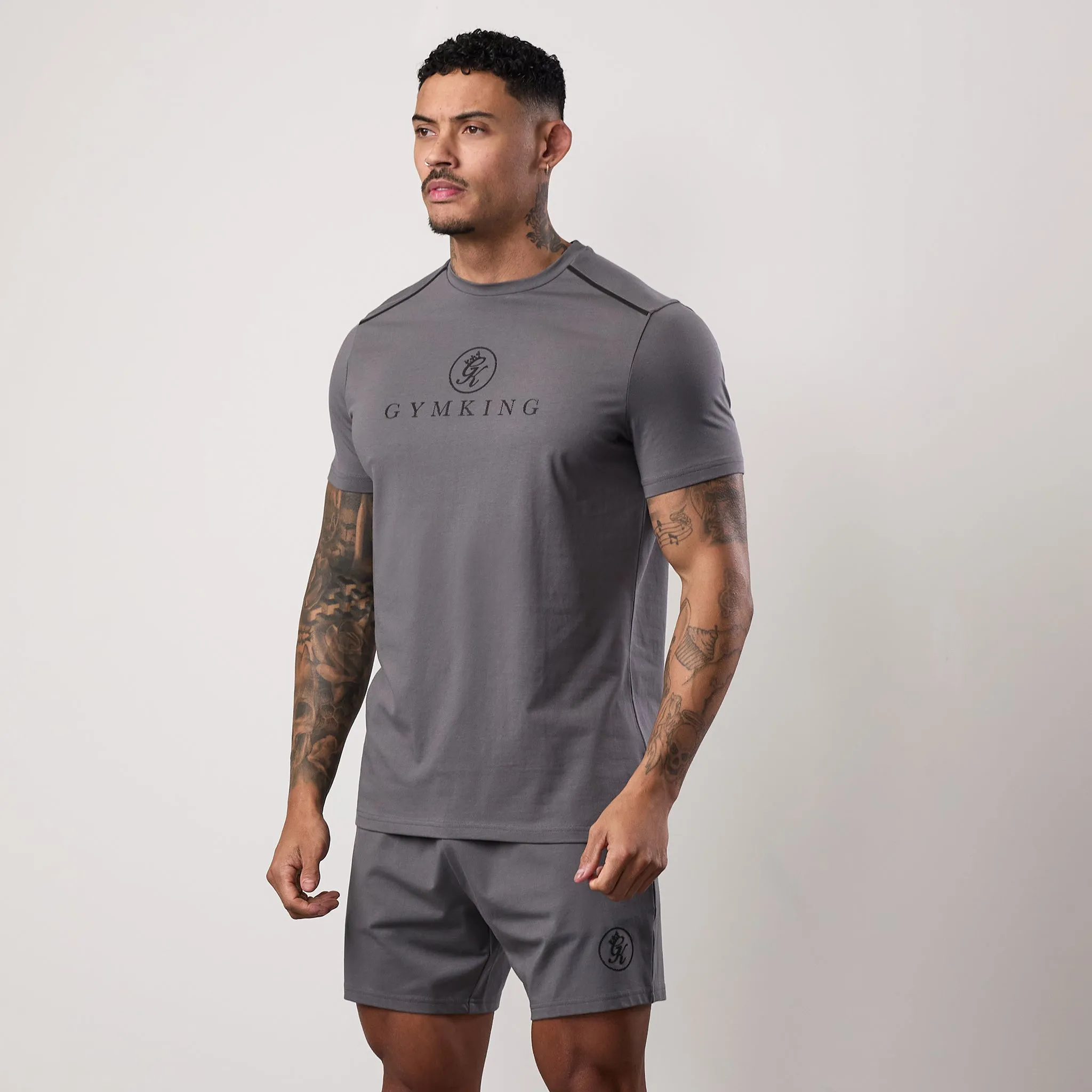 SunProtectionFabric Gym King Pro Logo Tee v2 - Fossil Grey