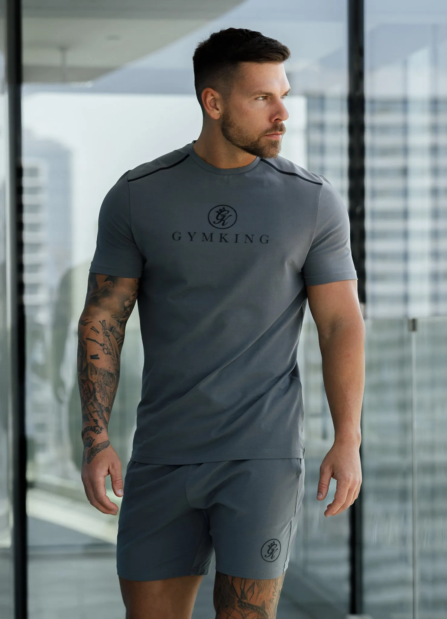 Gym King Pro Logo Tee v2 - Fossil Grey Breathable wear Lightweight Design