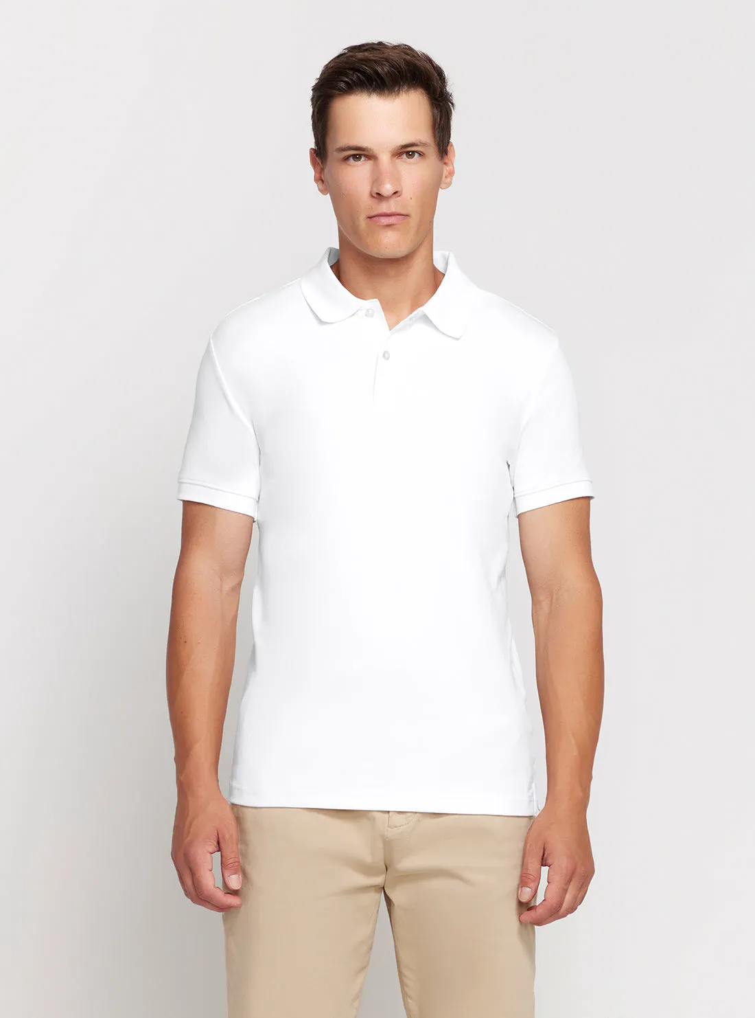 Effortless Style Soft Layer Eco White Nolan Polo T-Shirt