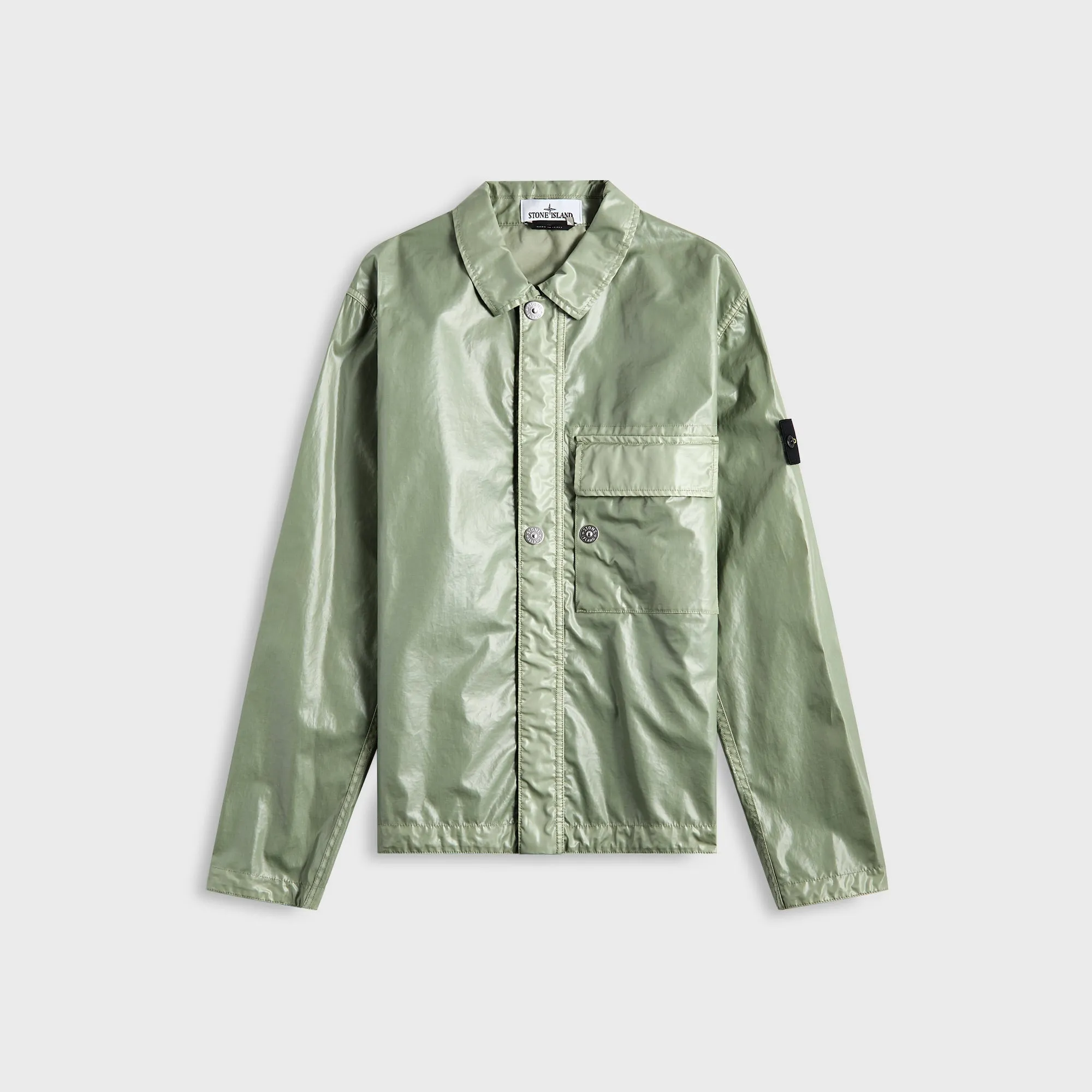 Snag Proof Surface Modular Layering Stone Island Mussola Gommata-Tc Garment Dyed Jacket - Sage