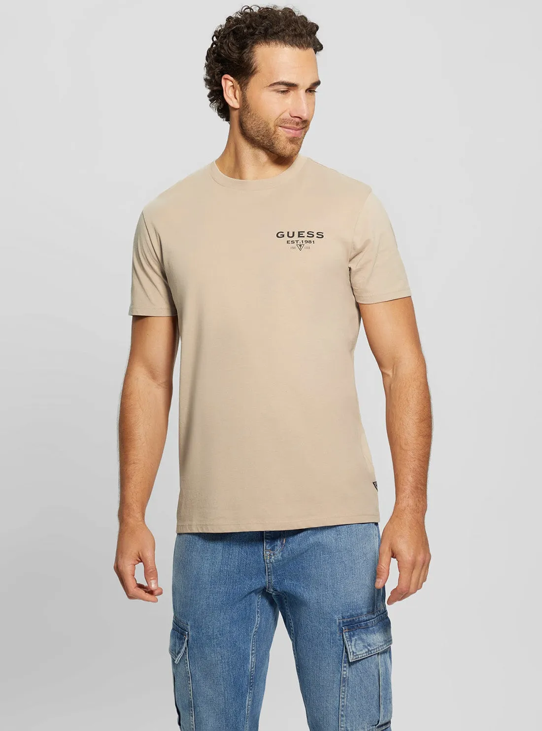 Eco Beige Basic Classic Logo T-Shirt Oeko Tex Certified MoistureWicking