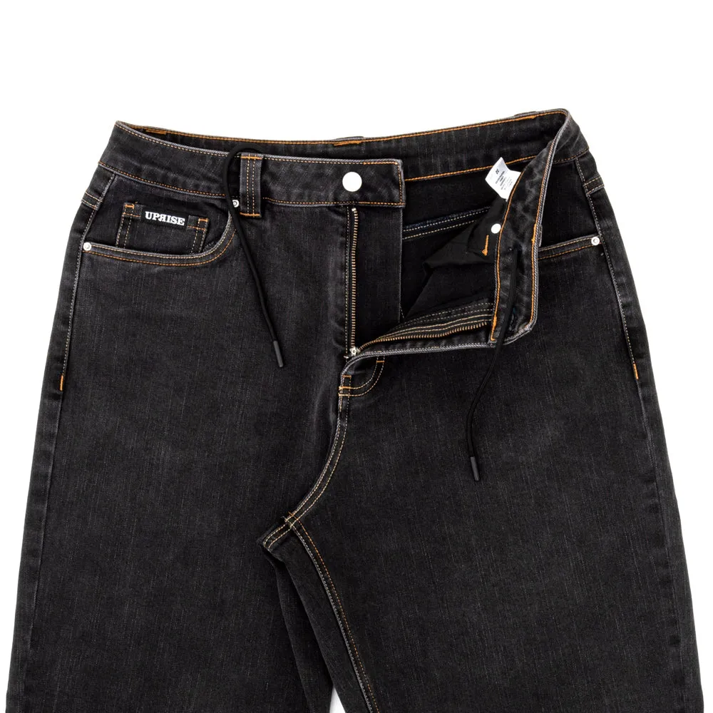 Versatile Layering Organic Cotton Blend Clarendon Baggy Denim (Black Wash)