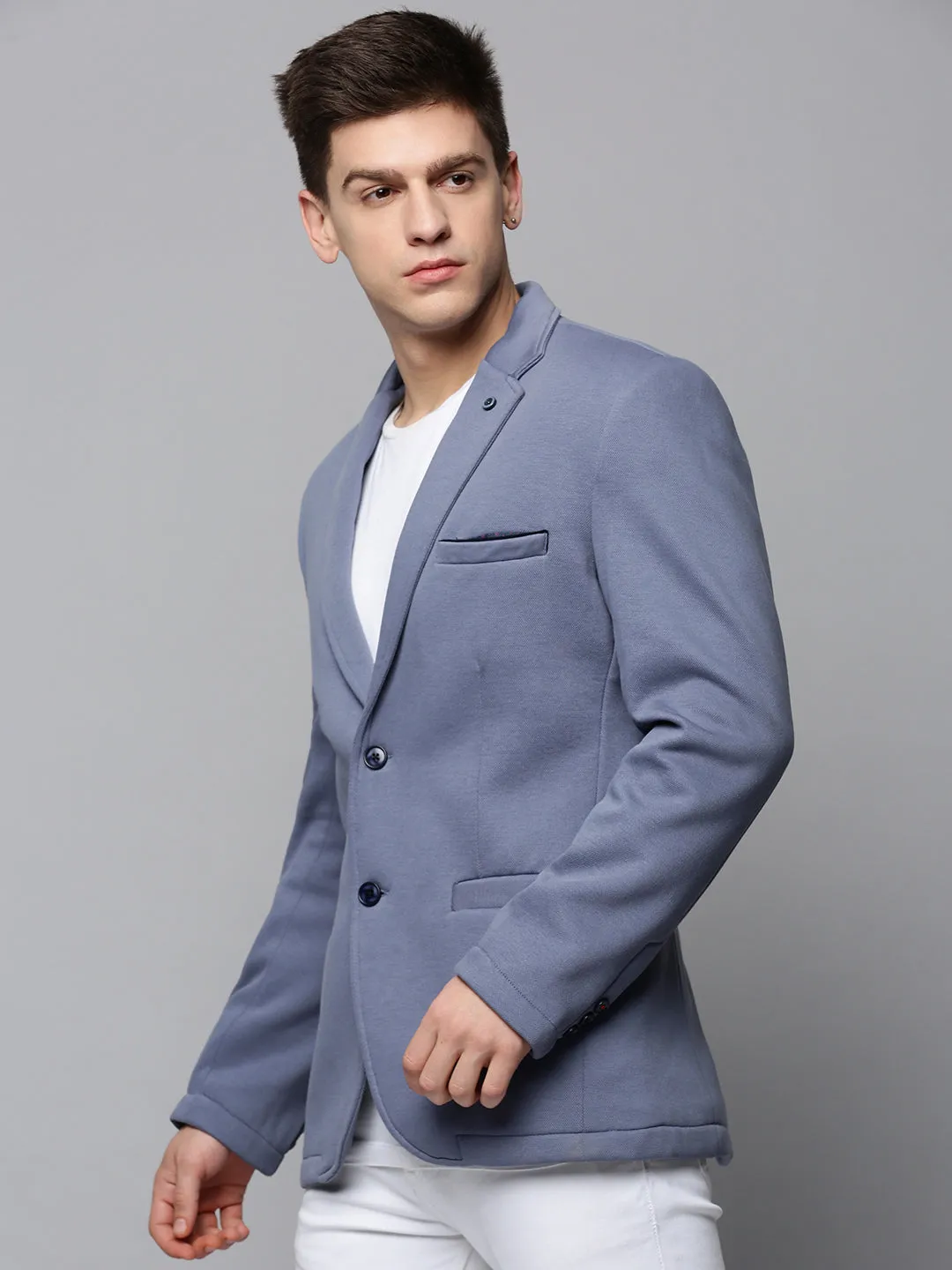 Men's Grey Single-Breasted Blazer Body Mapped Ventilation