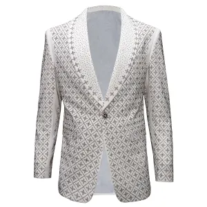 Elegant Blazer with Sparkling Embellishments WHITE/GOLD Quick Dry Coating