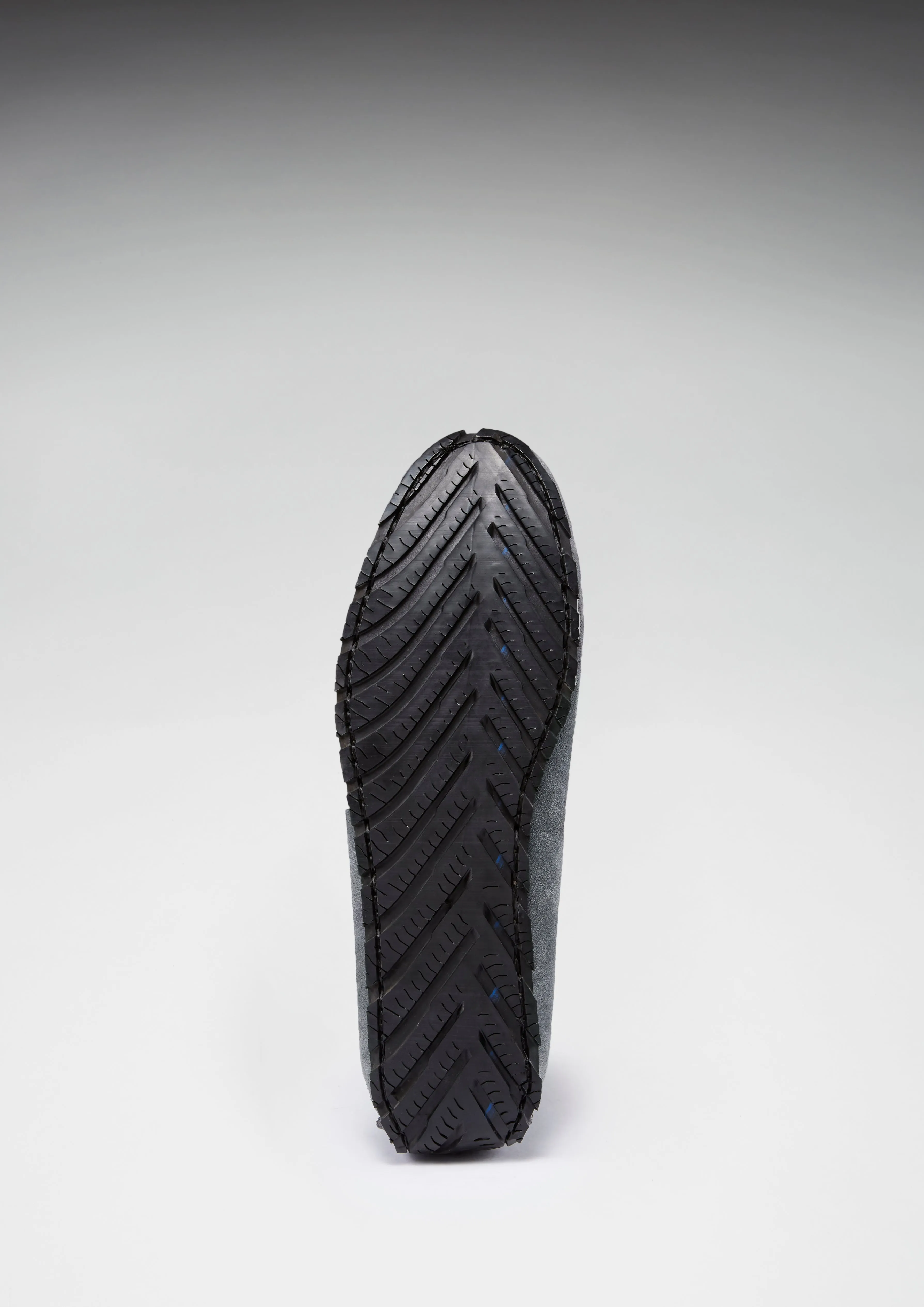 Elastic Tyre Sole Penny Driving Loafers, slate grey suede