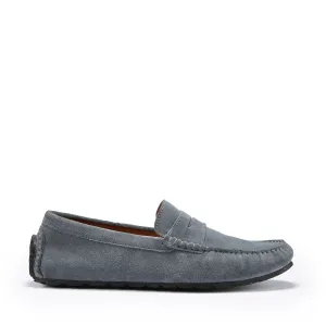 Tyre Sole Penny Driving Loafers, slate grey suede Walk True Anti Slip