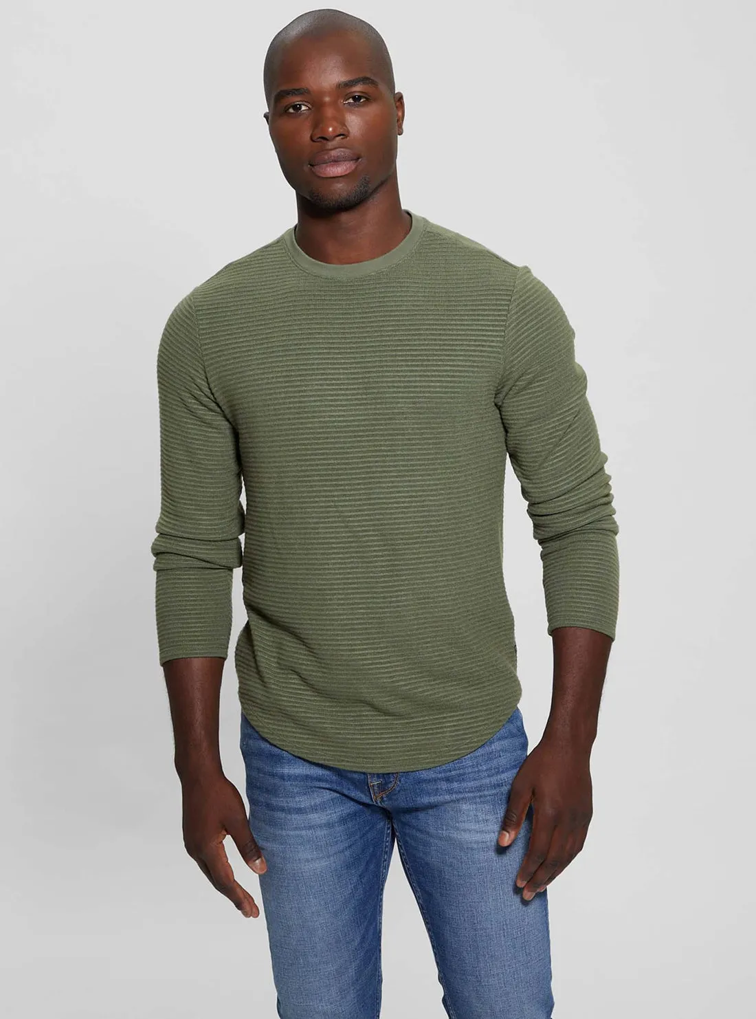 product shoe support Competitive Advantage Green Hudson Linear Knit Jumper