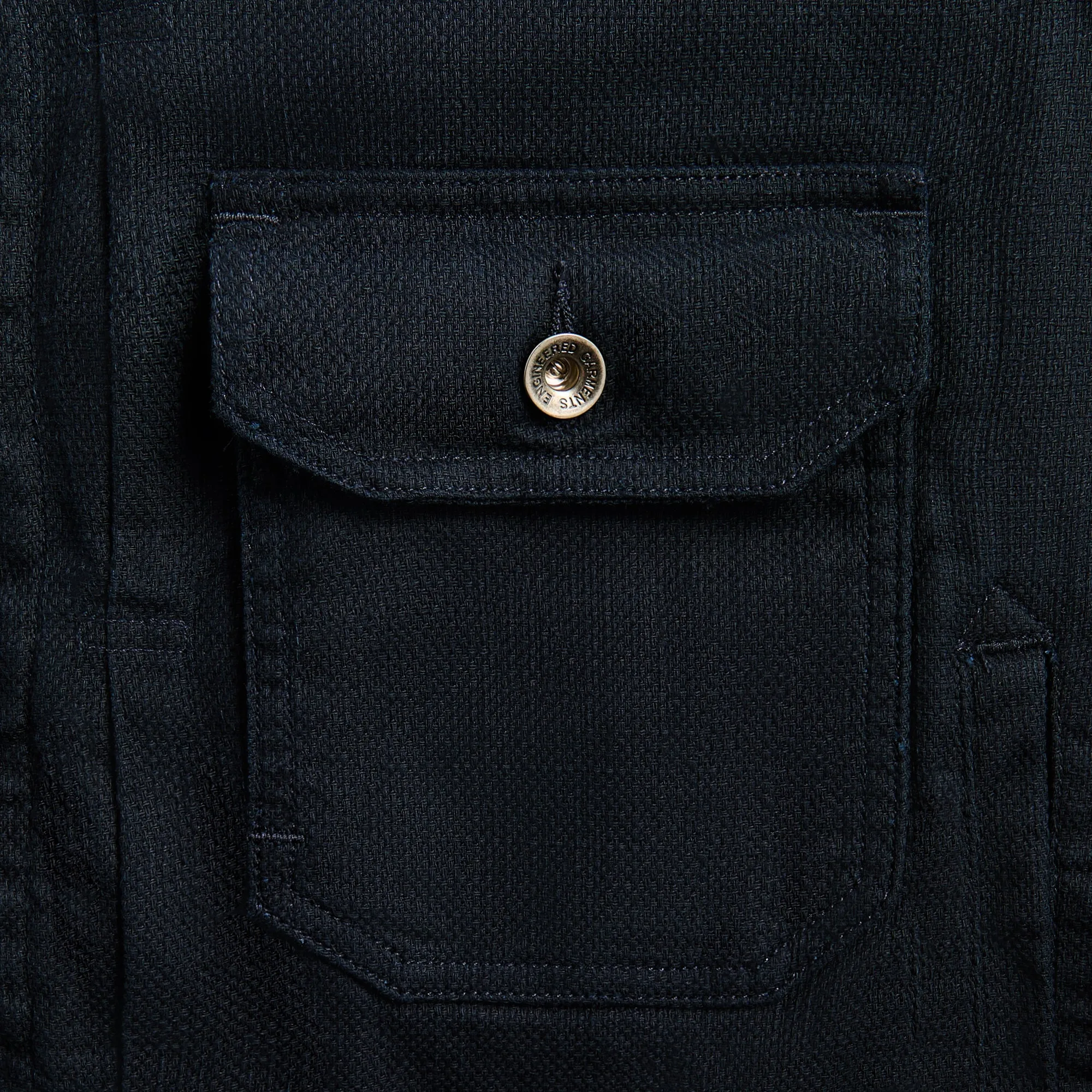 Textured Finish All Season Performance Weave Engineered Garments Trucker Jacket CL Java Cloth - Dark Navy