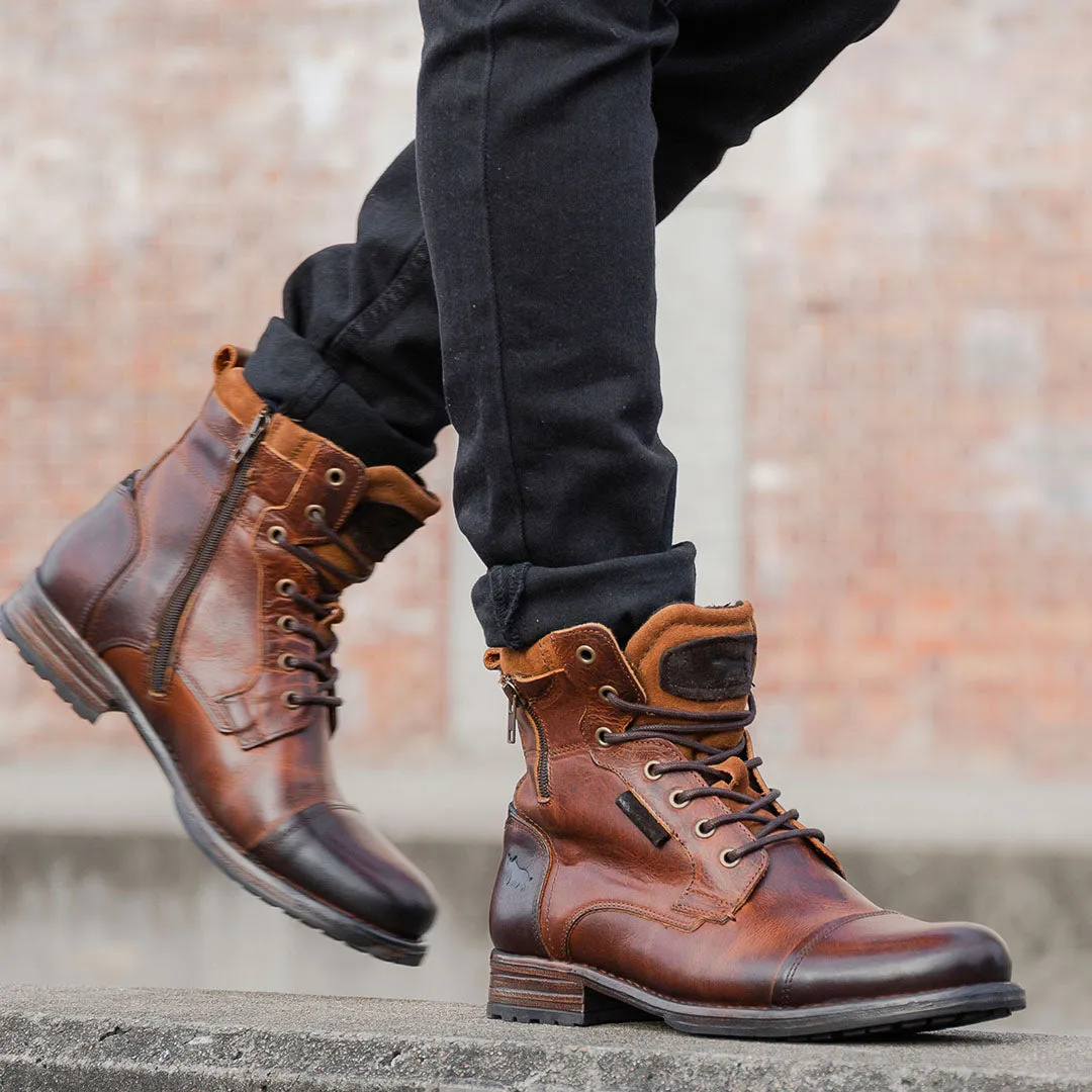 Modern Utility Shock Absorbing Urban Commute Porter Lace Up Boots Camel